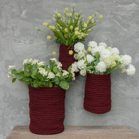 SET/3 RED WEAVE HANGING BASKETS