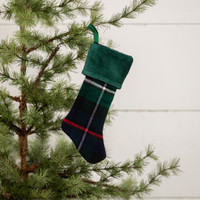 8" TARTAN STOCKING ORNAMENT W/ GREEN CUFF