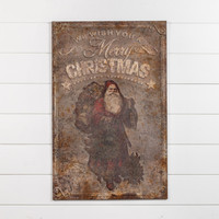 38.75" METAL MERRY CHRISTMAS SANTA PLAQUE