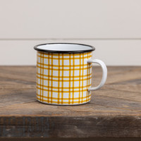 YELLOW PLAID CAMP MUG