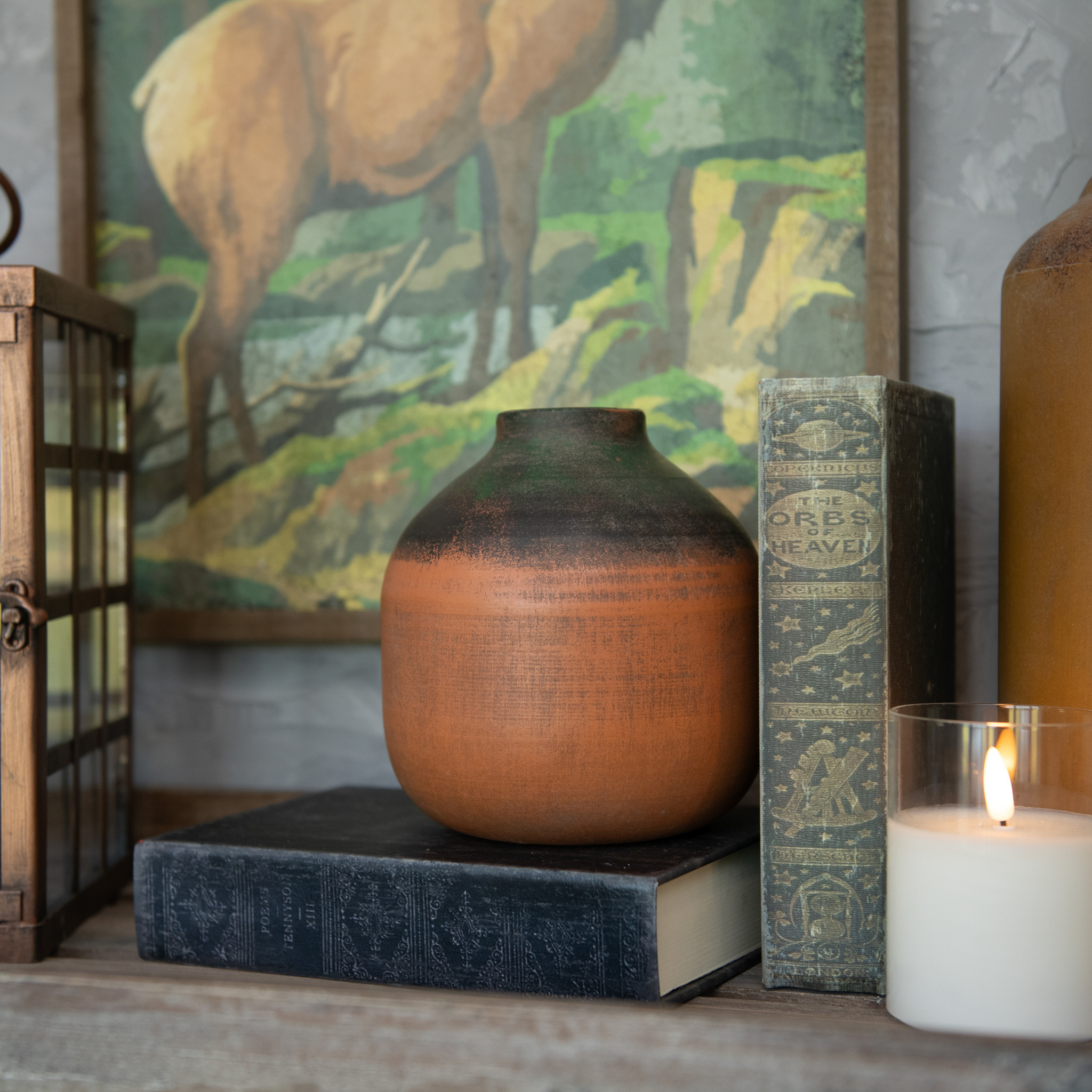 Burnt Orange Metal Vase