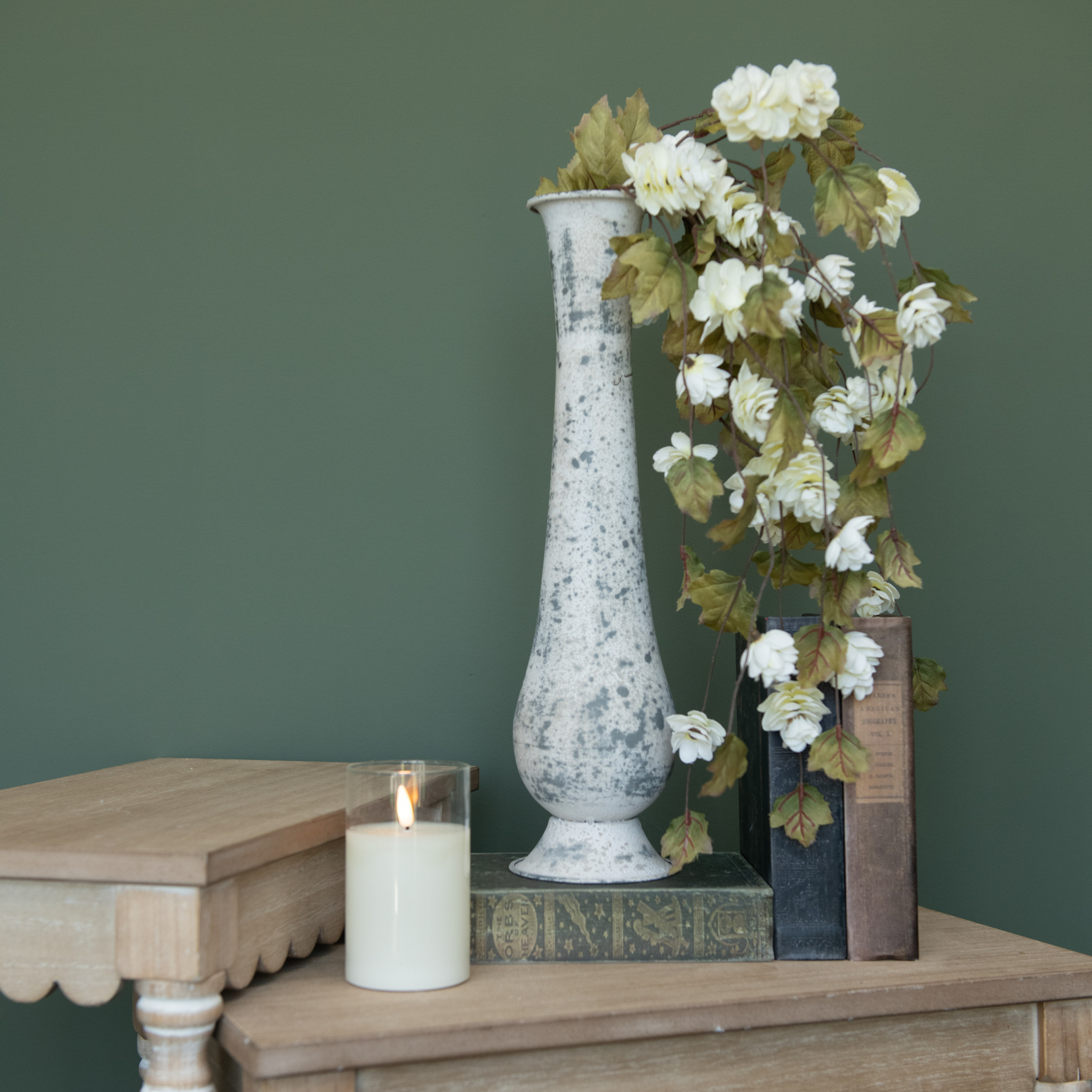 Grey Metal Vase, 17.5"