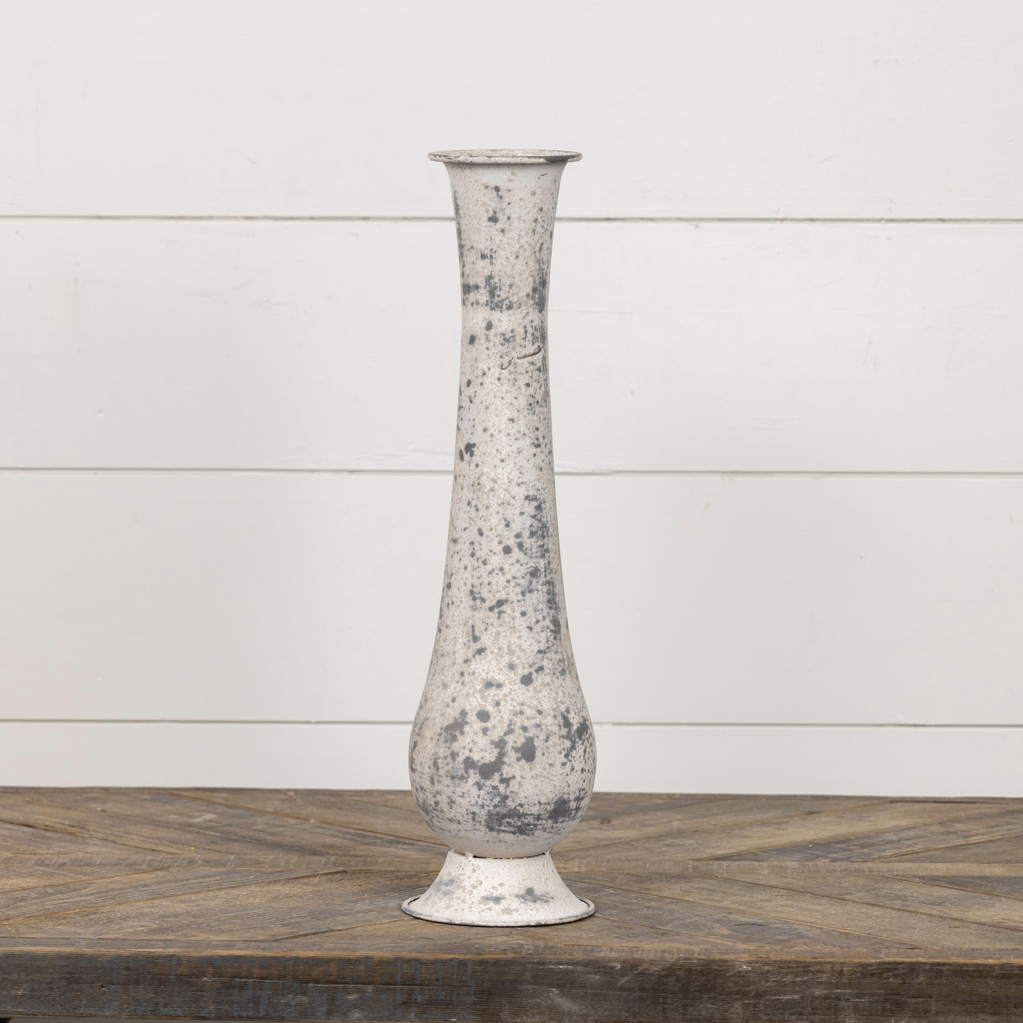 Grey Metal Vase, 17.5", photo 2 of 3