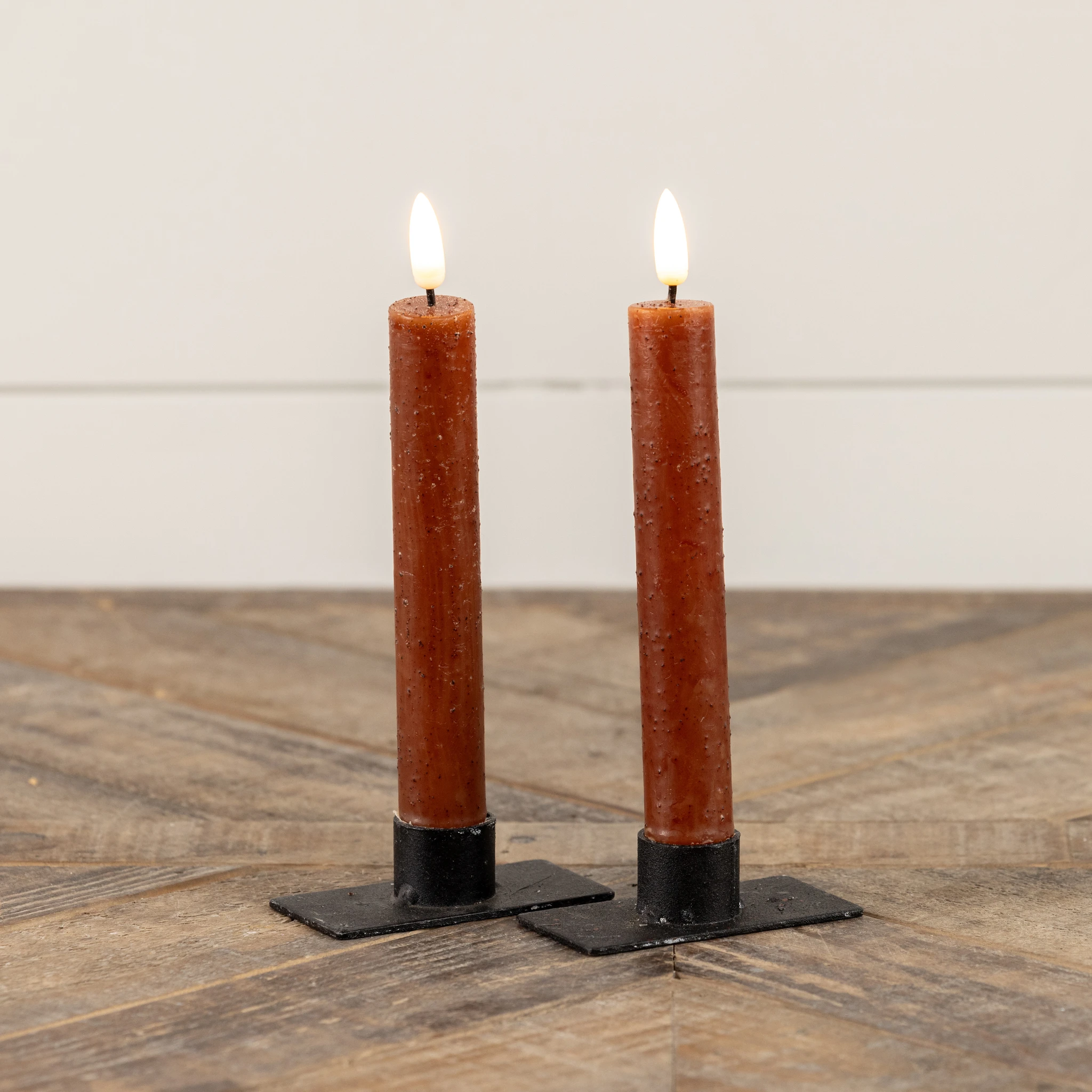 Flameless Bronze Taper Candles, Set of 2, 7.25", photo 2 of 4