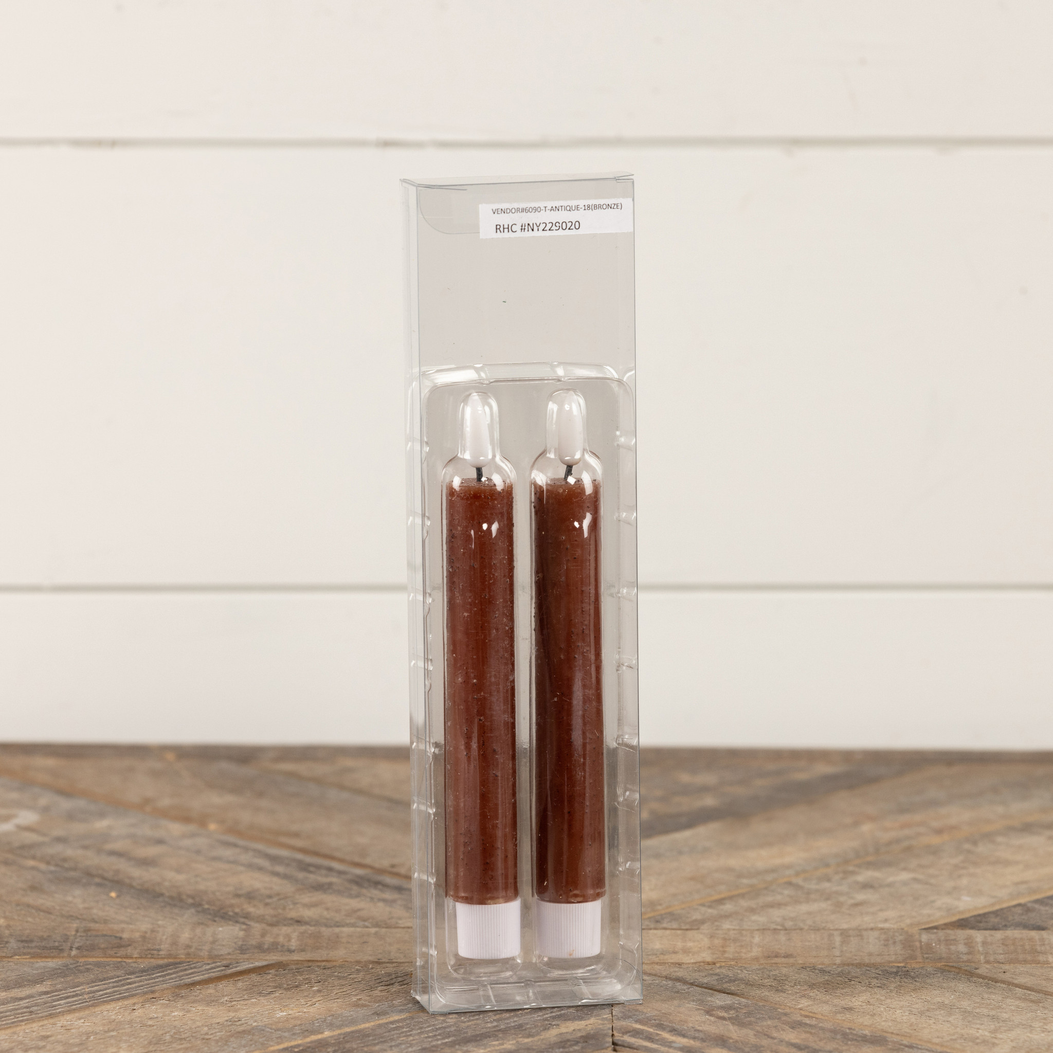 Flameless Bronze Taper Candles, Set of 2, 7.25", photo 3 of 4