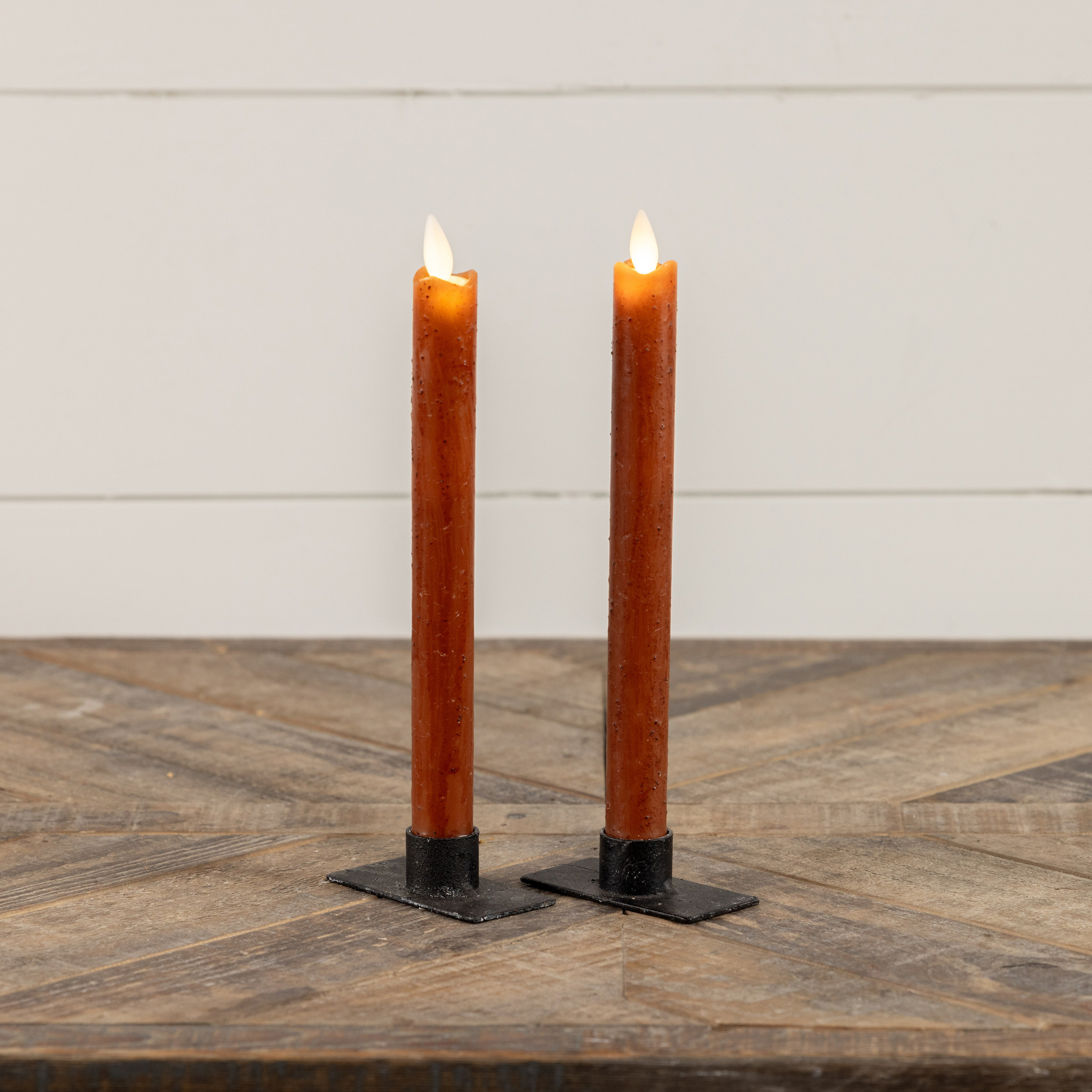 Flameless Bronze Taper Candles, Set of 2, 9.5", photo 2 of 4