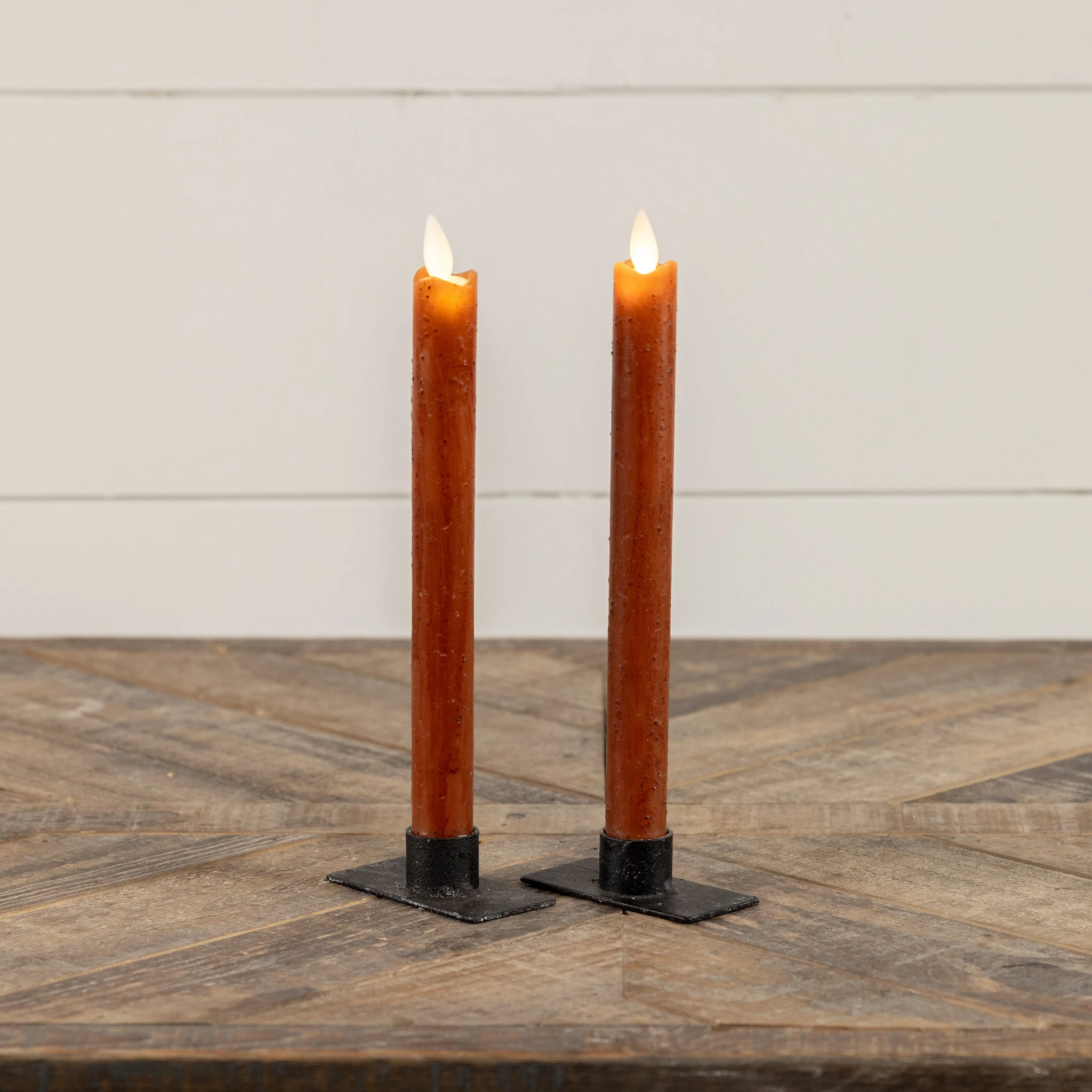 Flameless Bronze Taper Candles, Set of 2, 9.5", photo 2 of 4
