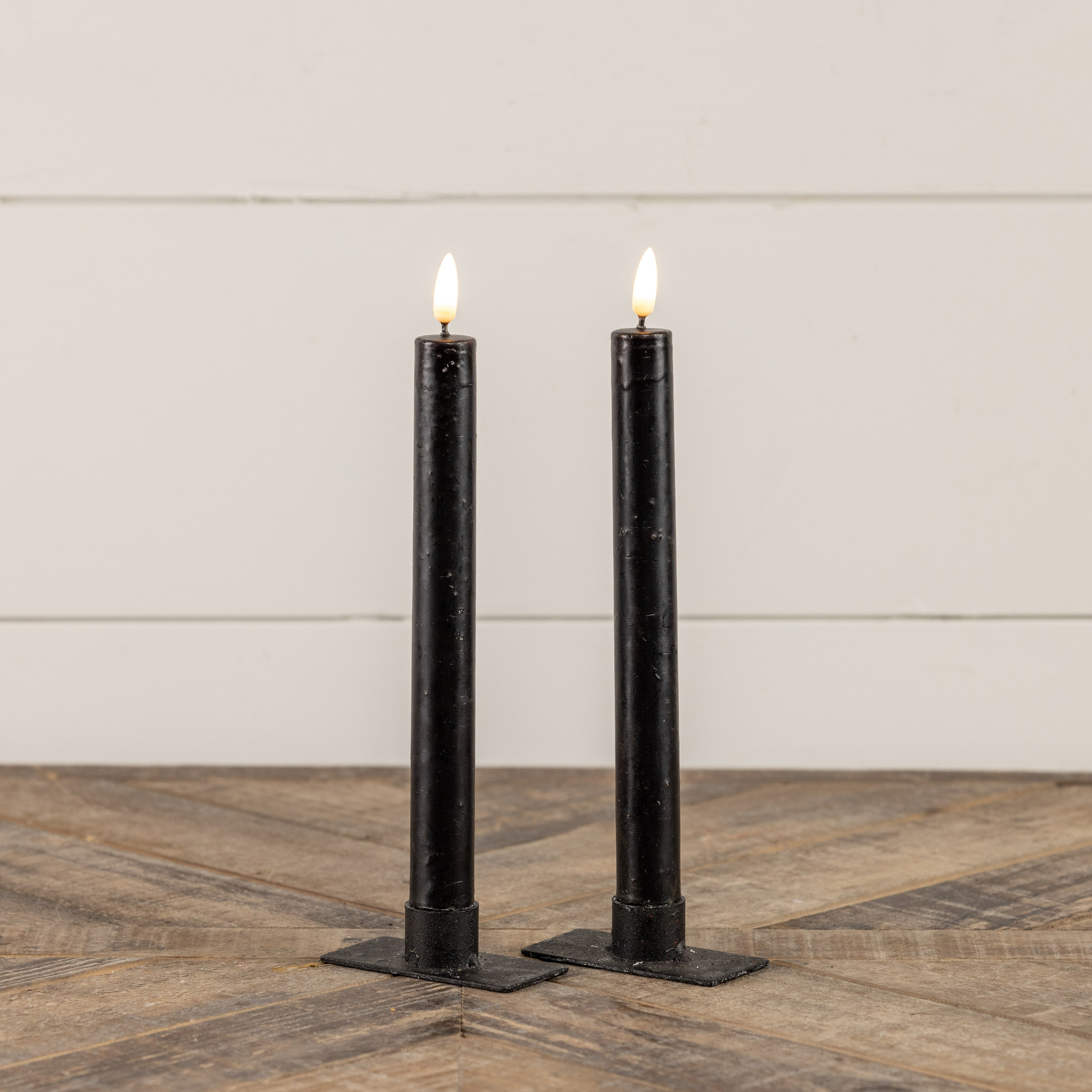 Flameless Black Taper Candles, Set of 2, 9.5", photo 2 of 4