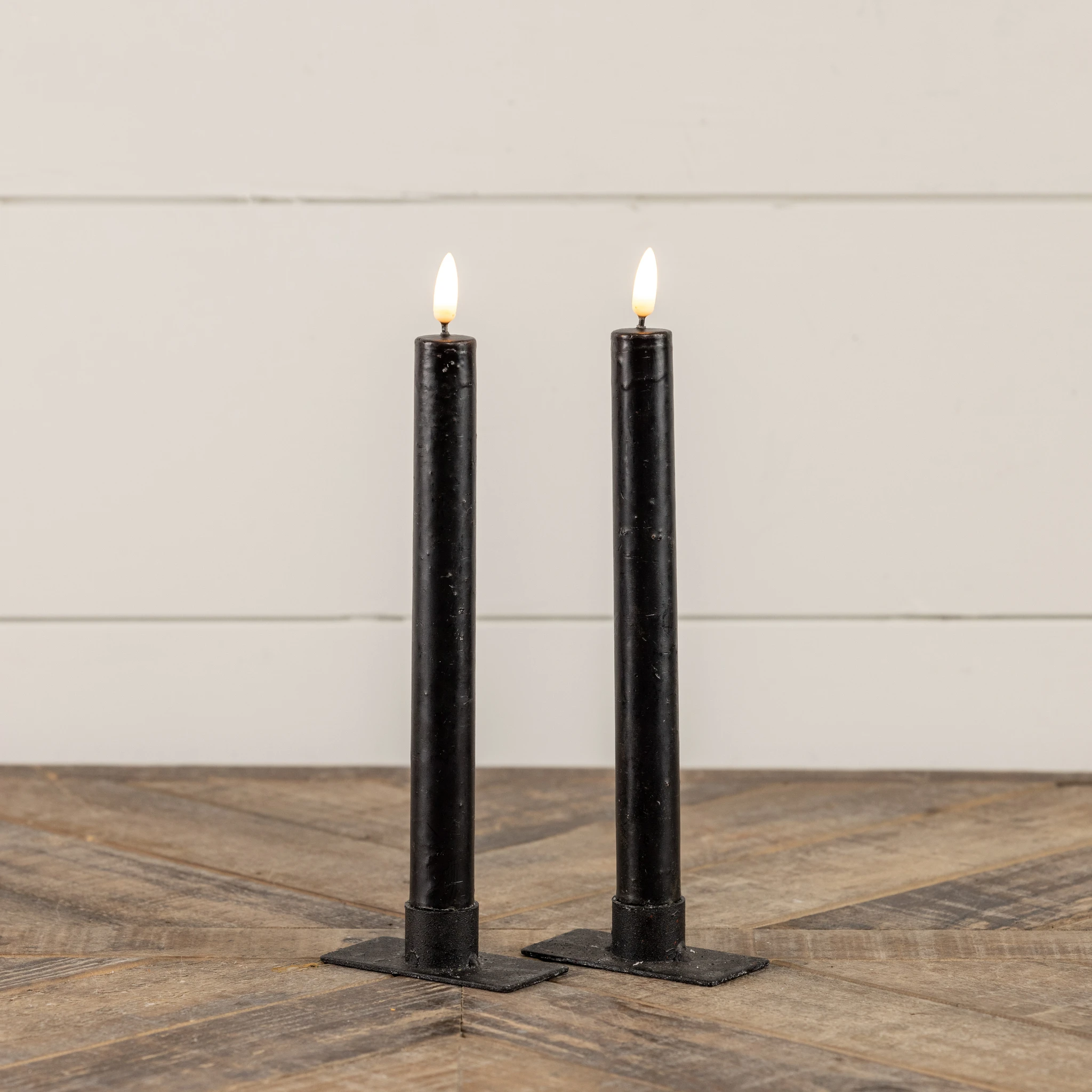 Flameless Black Taper Candles, Set of 2, 9.5", photo 2 of 4
