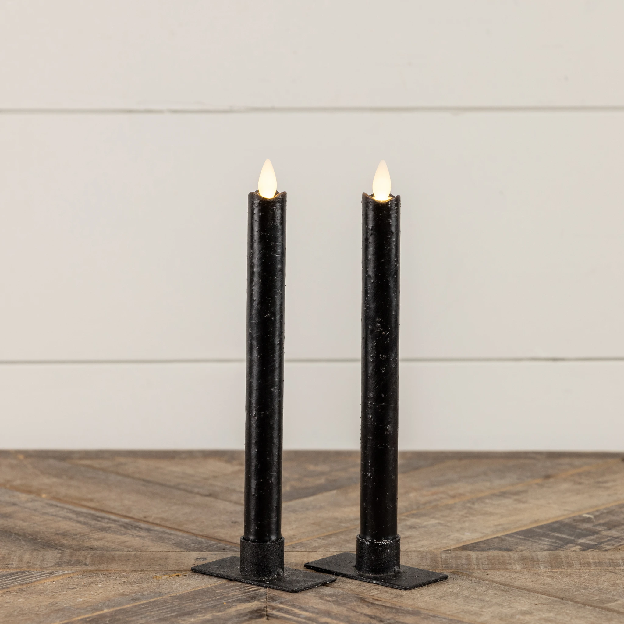 Flameless Black Taper Candles, Set of 2, 9.5", photo 2 of 4
