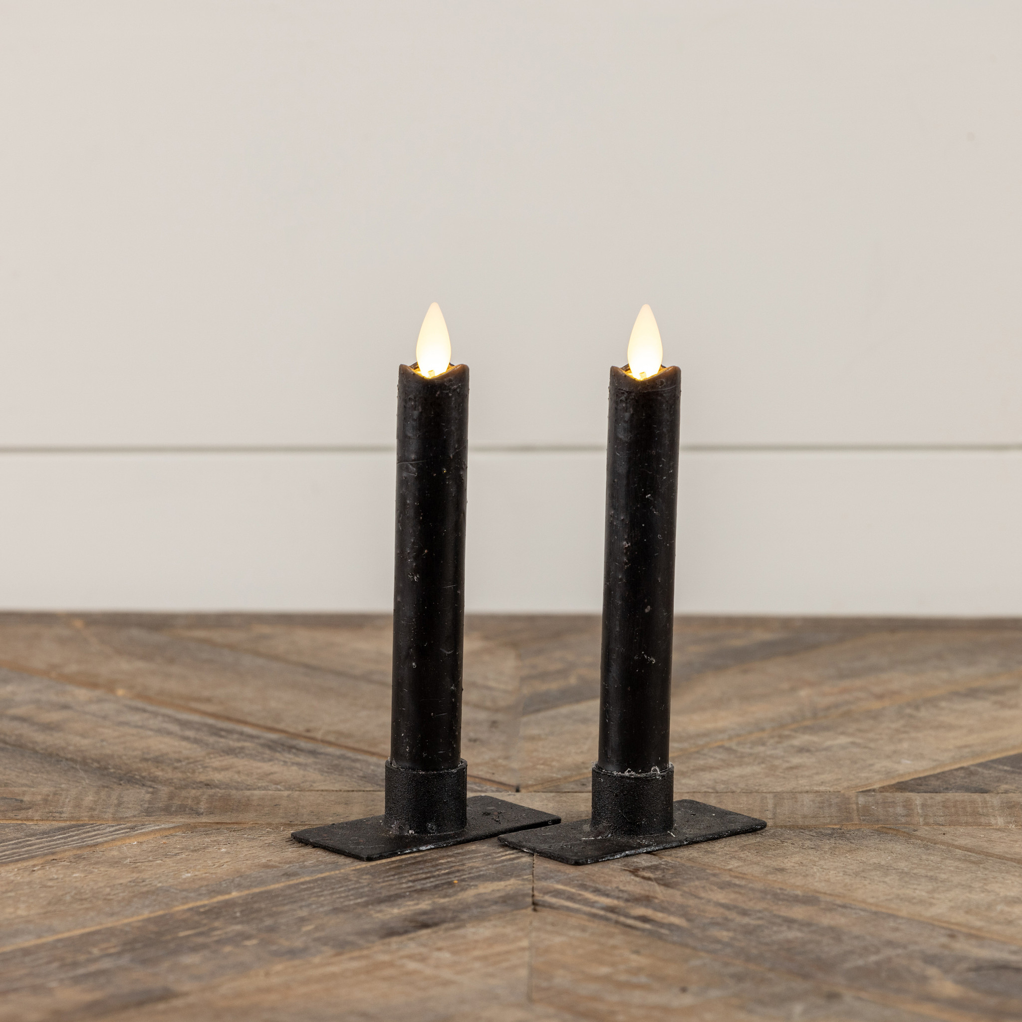 Flameless Black Taper Candles, Set of 2, 6.75", photo 2 of 4
