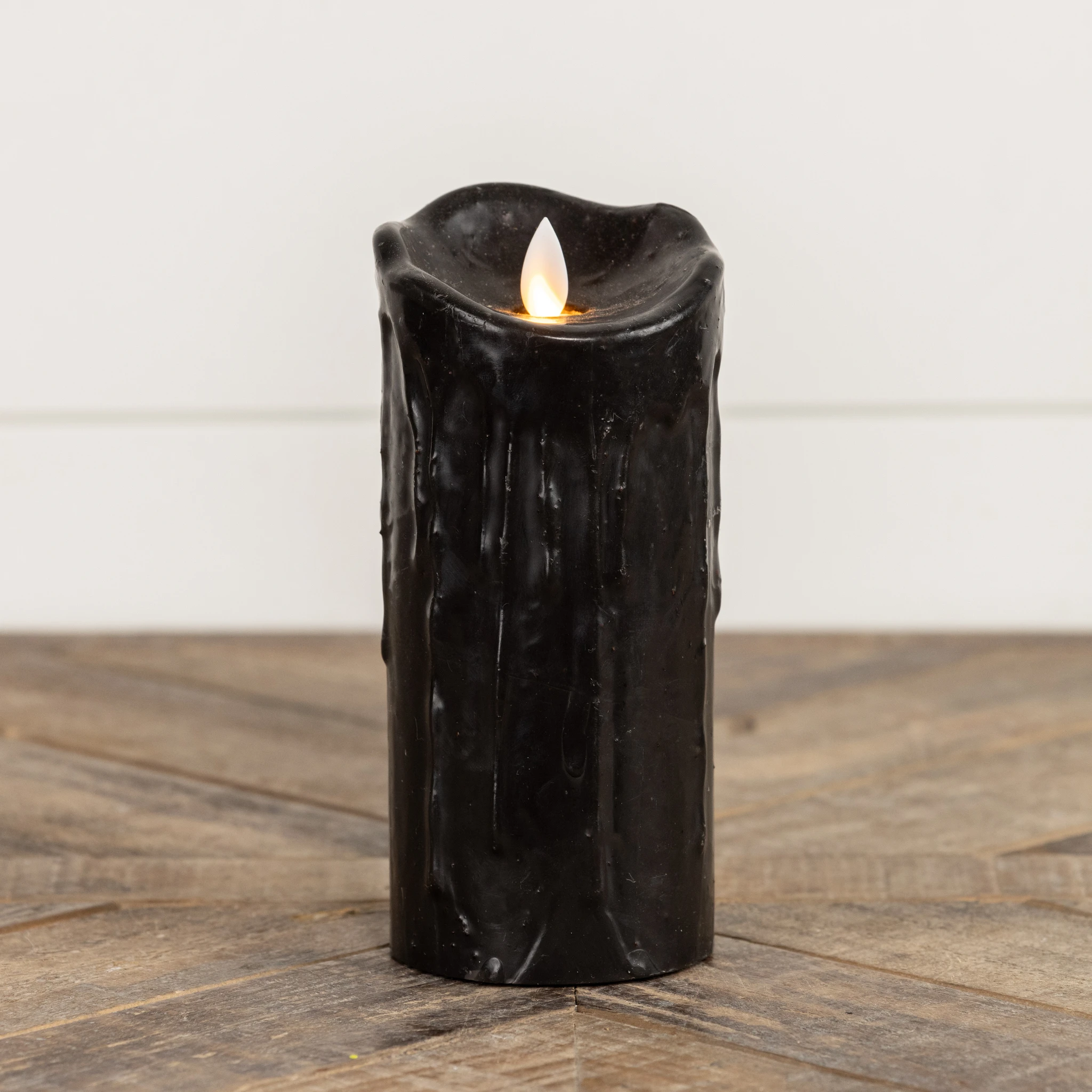Flameless Black Pillar Candle, 7", photo 2 of 3