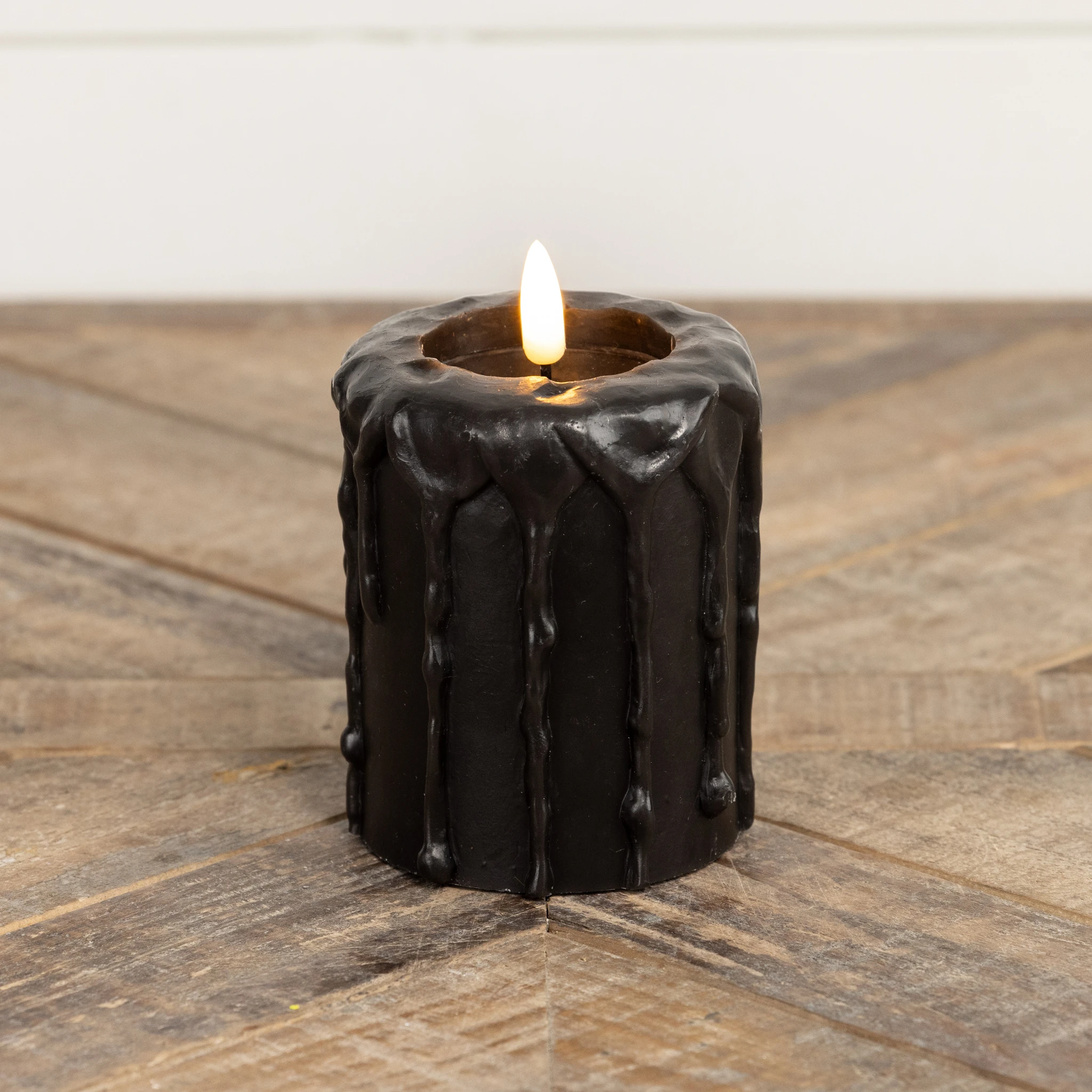 Flameless Black Pillar Candle, 4", photo 2 of 3
