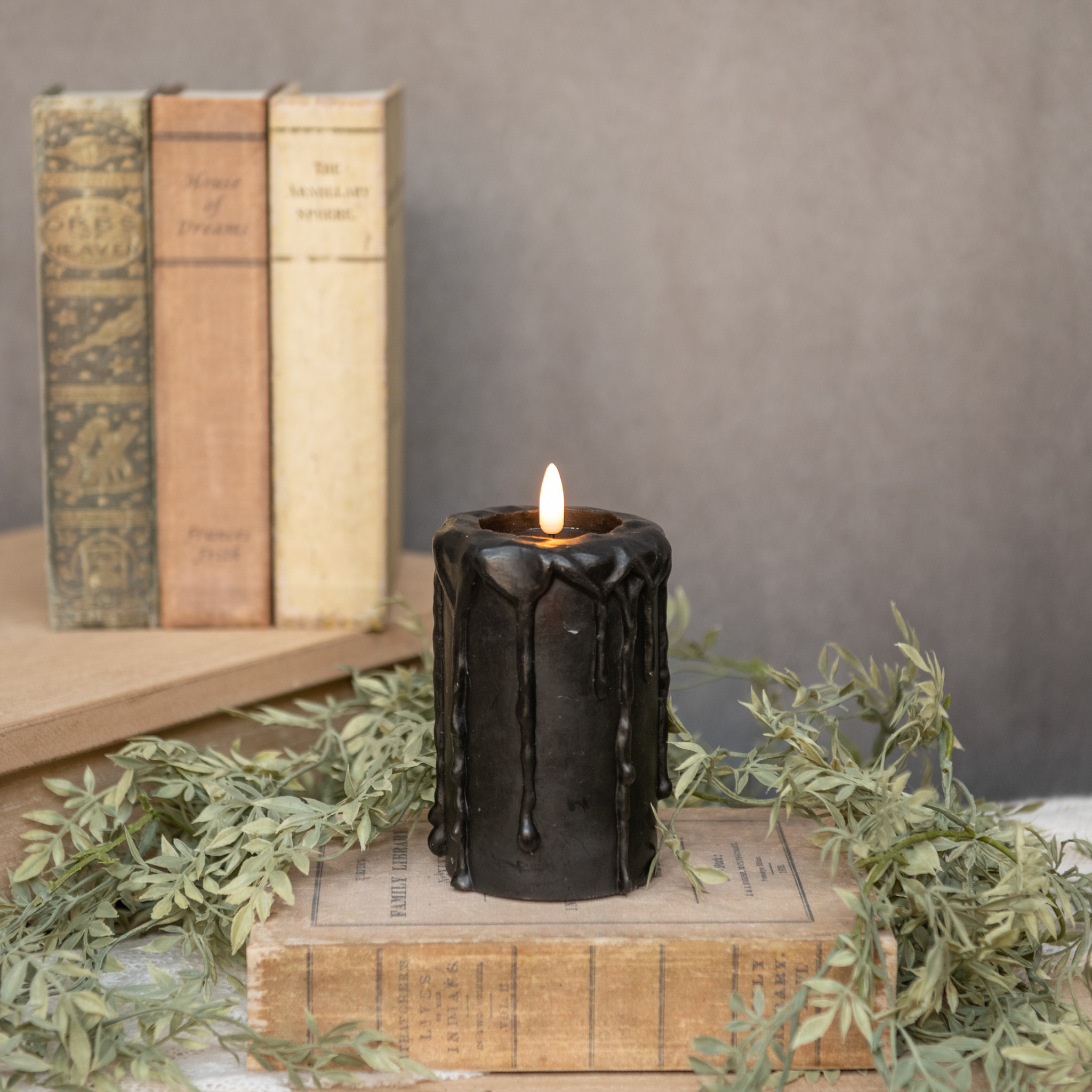 Flameless Black Pillar Candle, 5"