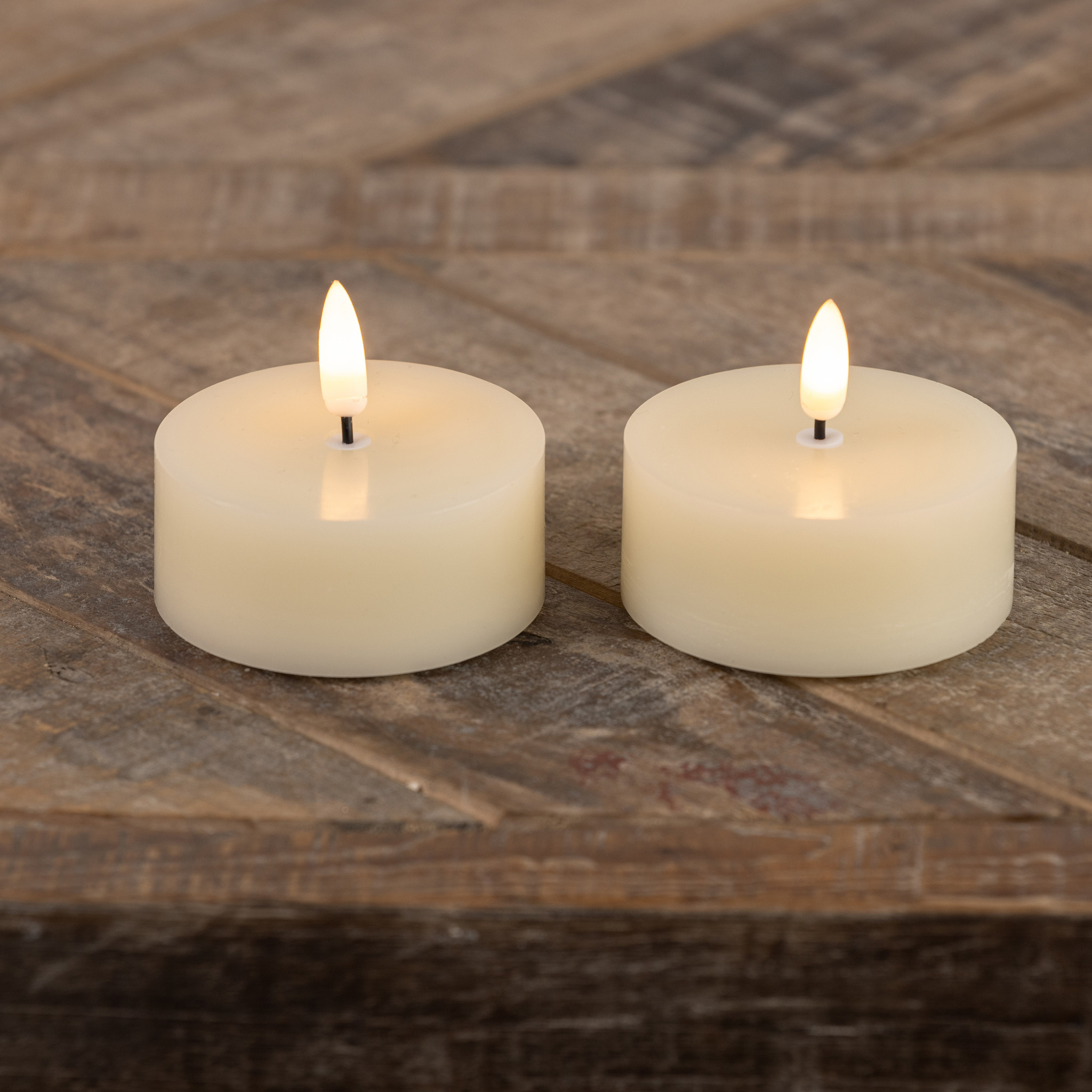 Flameless Oversized Cream Tealights, Set of 2