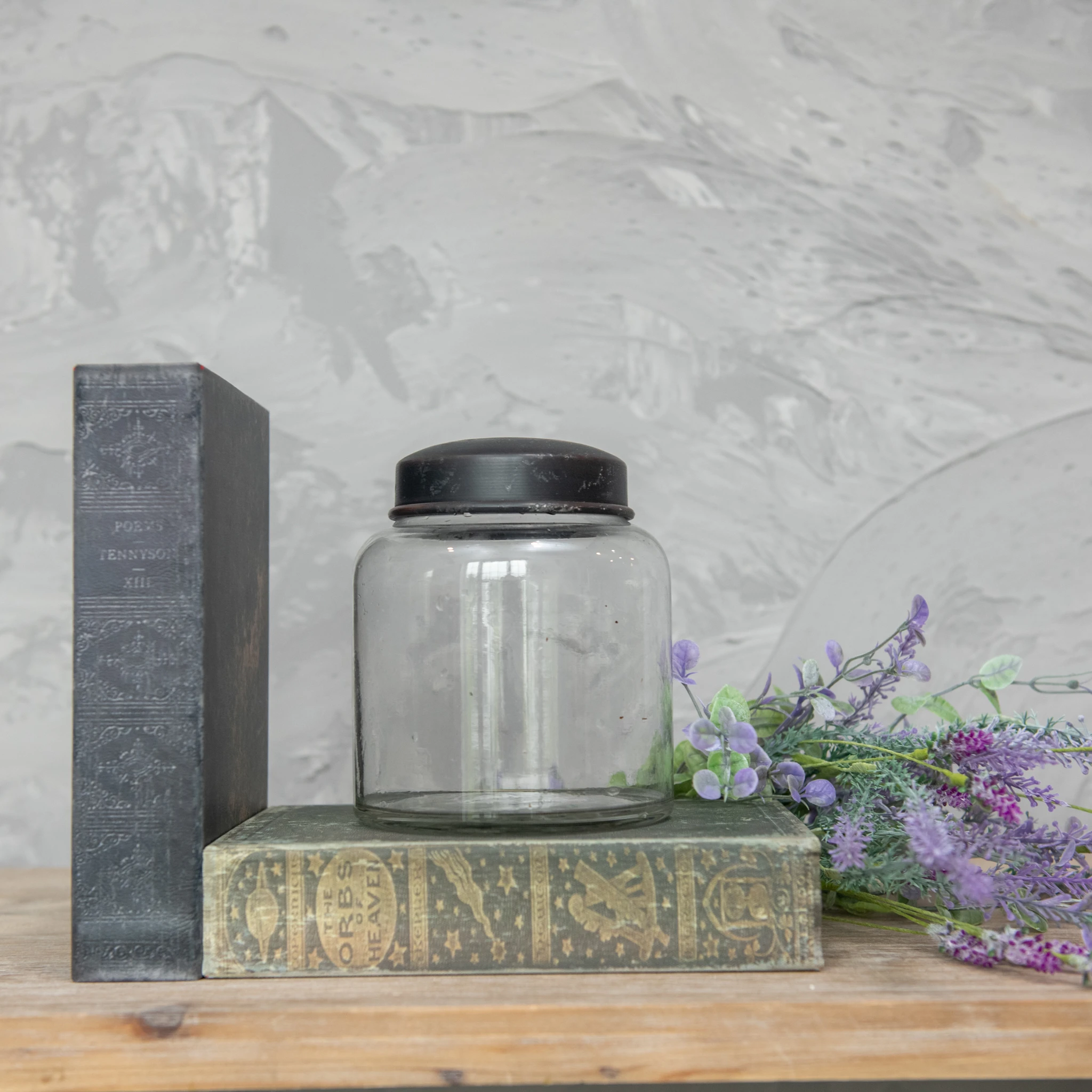 Clear Glass Jar with Black Lid, 5.5"