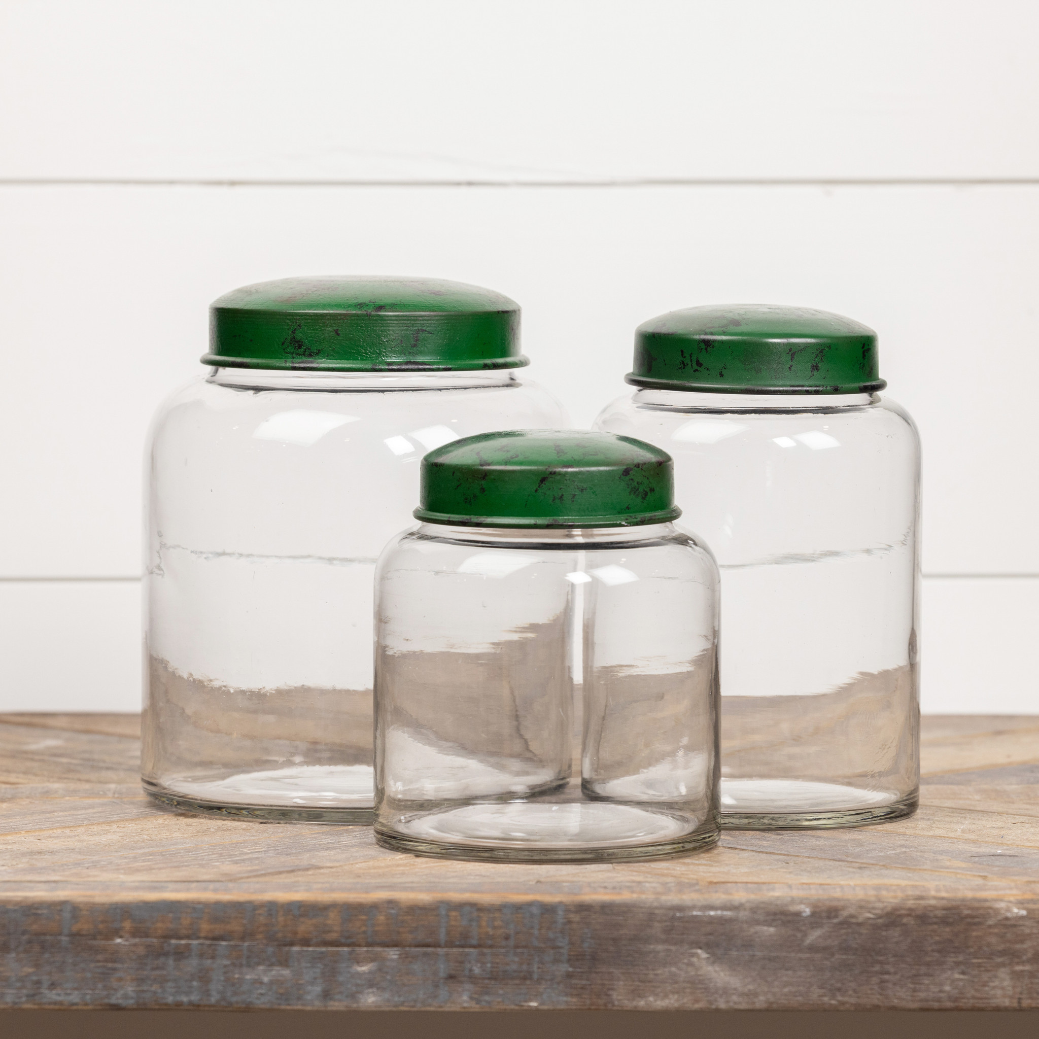 Clear Glass Jar with Green Lid, 7.5", photo 3 of 3