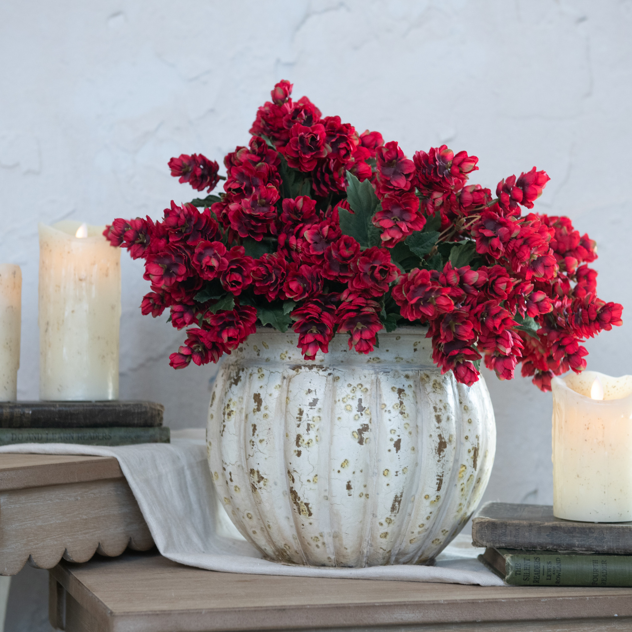 Shiny White Metal Planter Pot