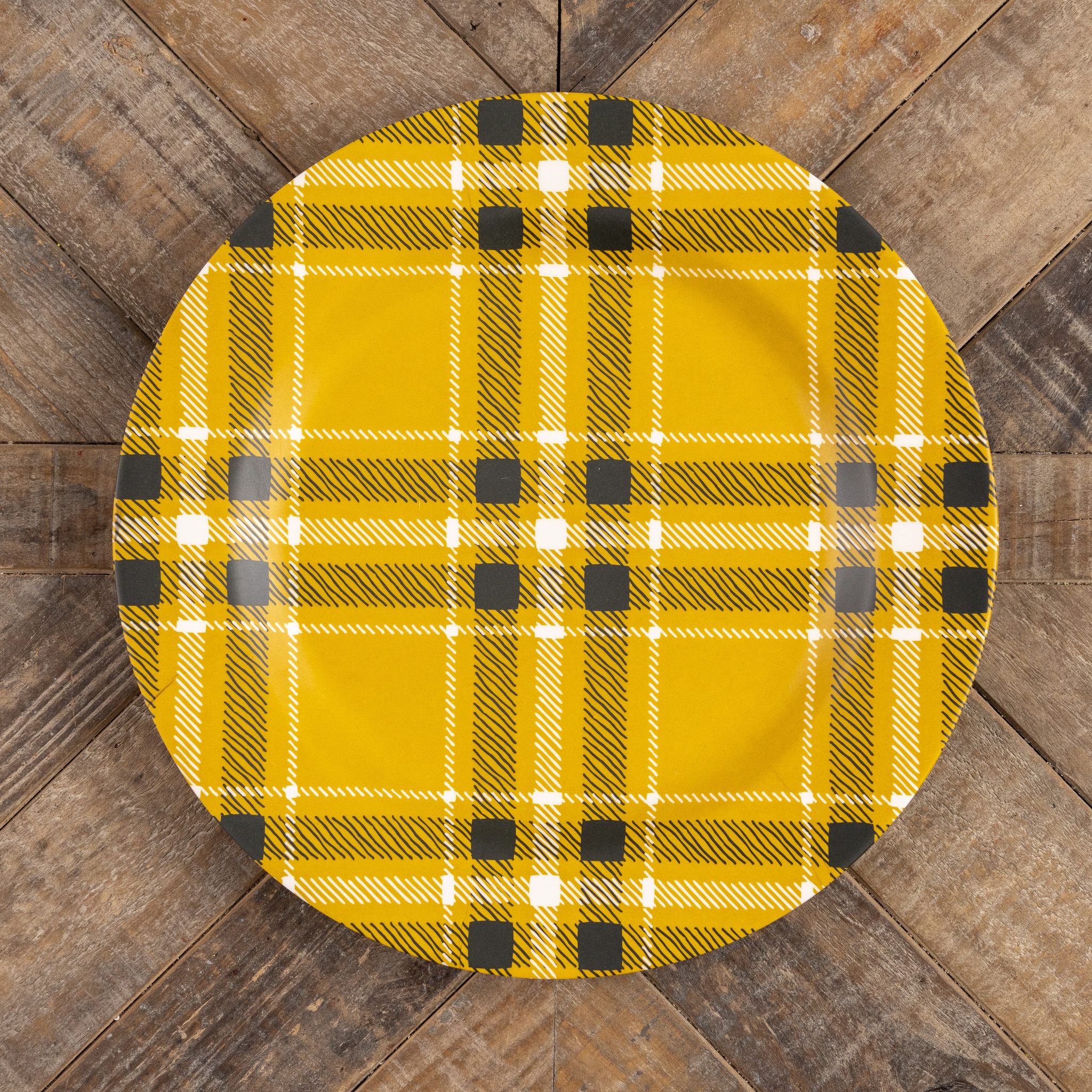 Black, Mustard & White Plaid Charger