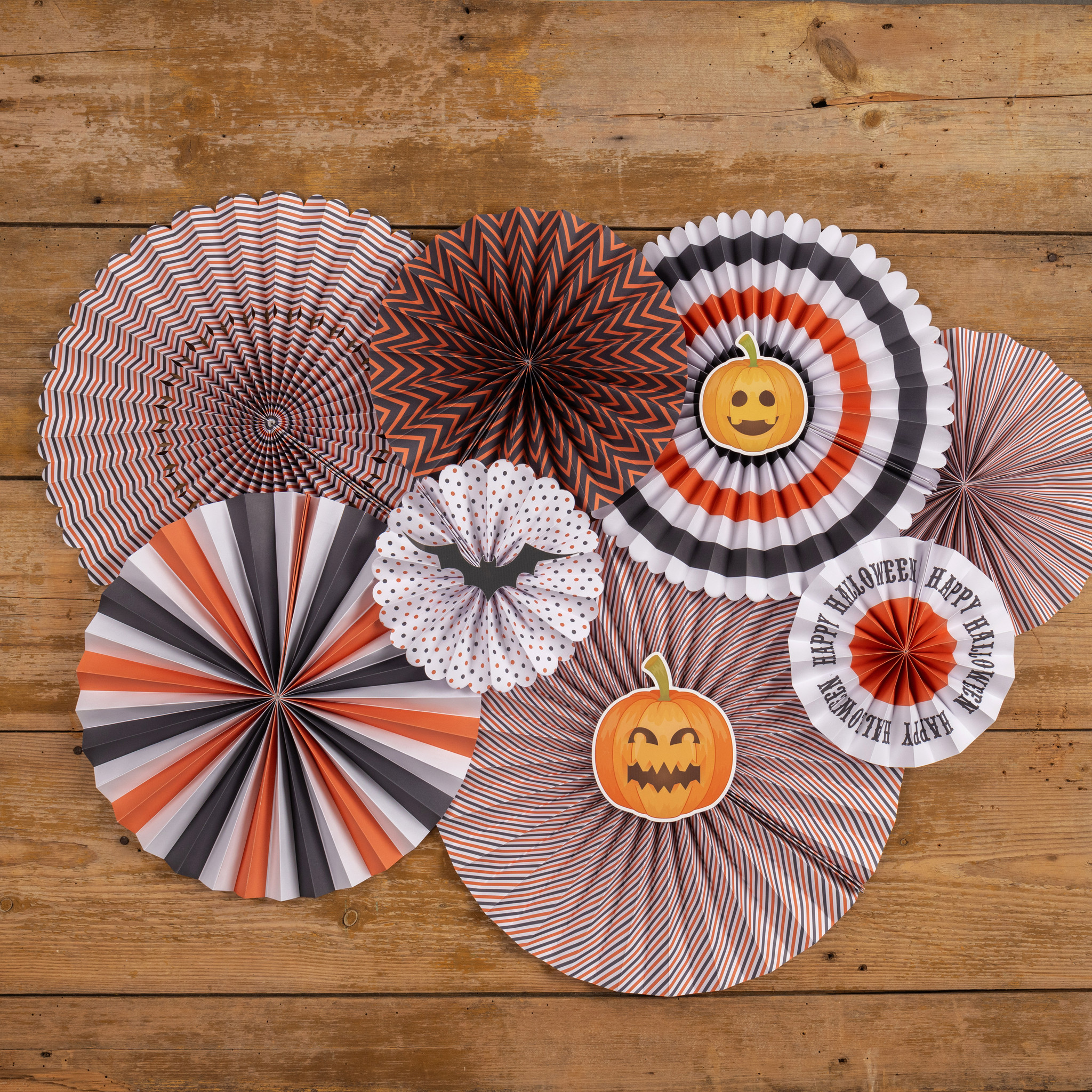 Halloween Paper Fans, Set of 8