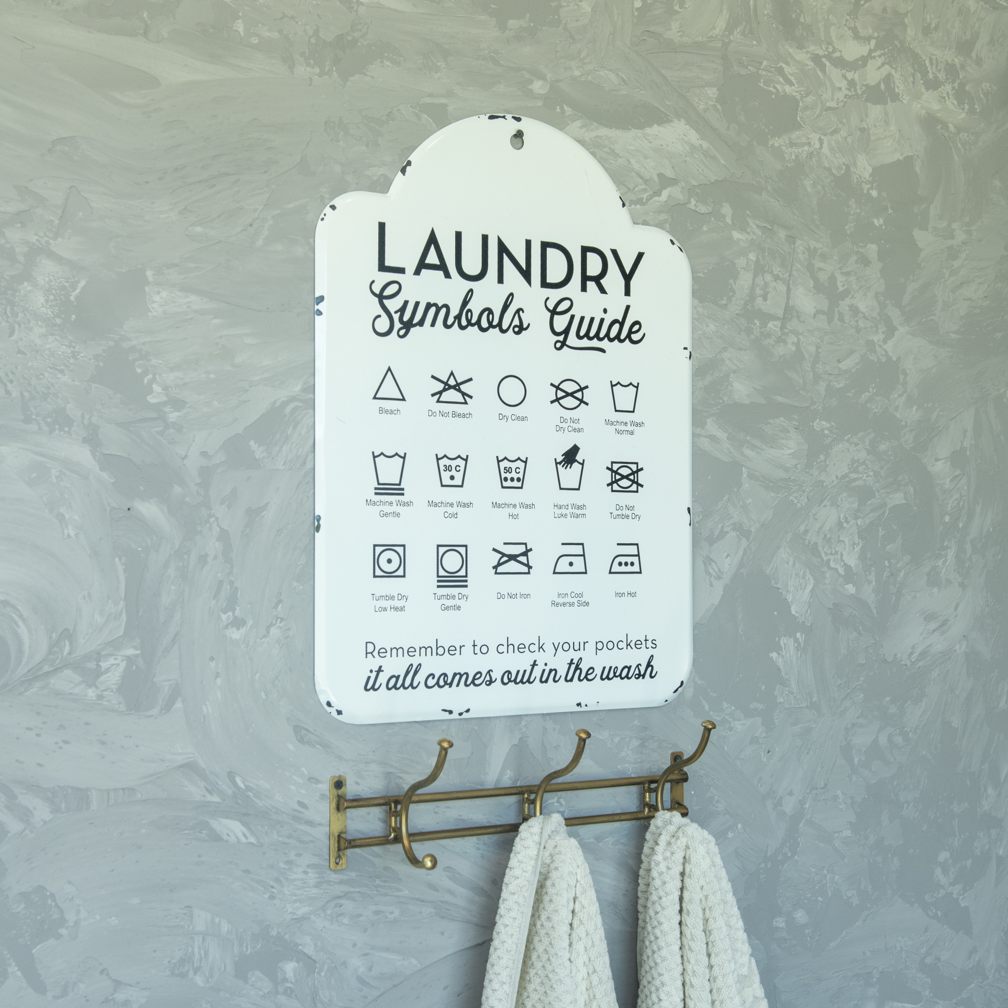White Laundry Symbols Sign