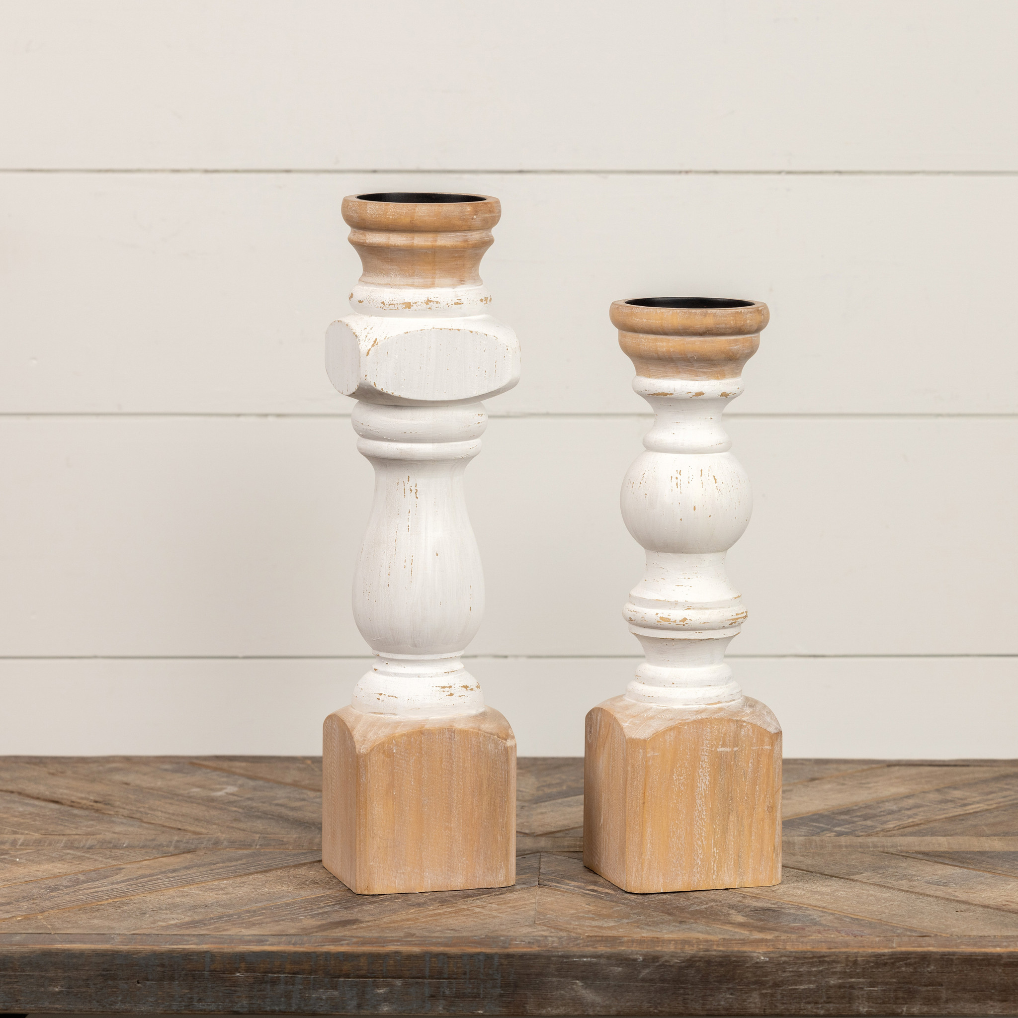 White Painted Pillar Candle Stand, 16.5", photo 3 of 3