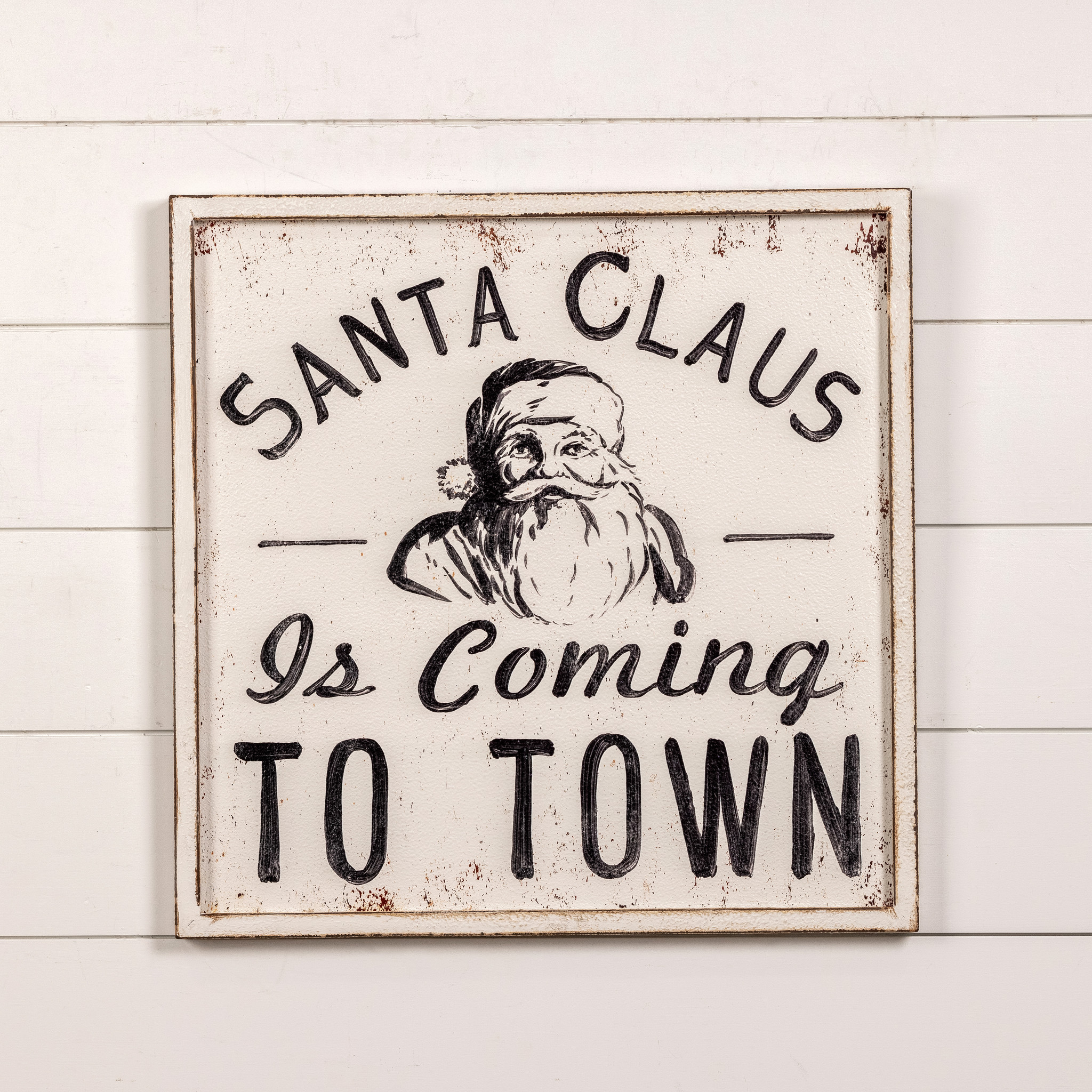 Black & White Santa Claus Is Coming to Town, 24"