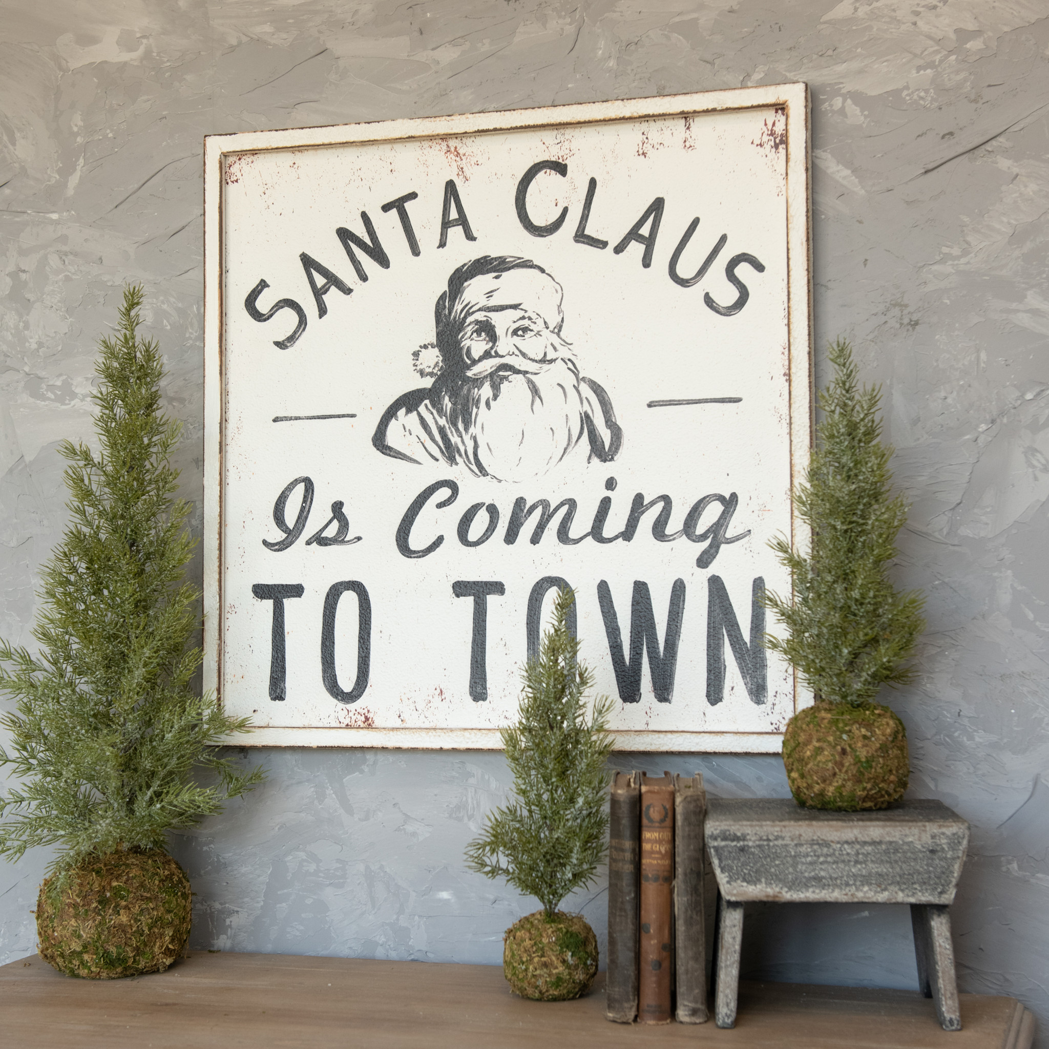 Black & White Santa Claus Is Coming to Town, 24"