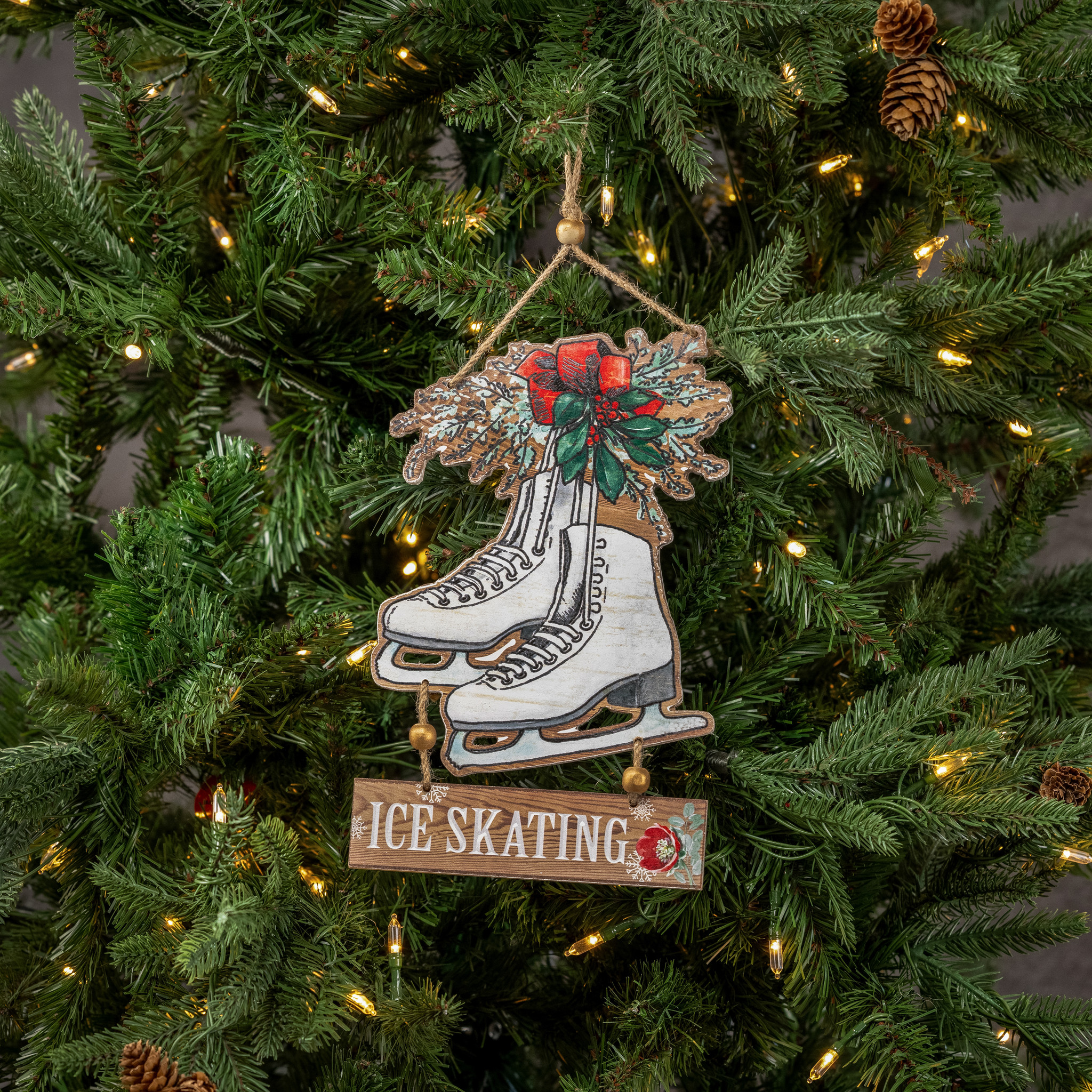Wood Ice Skating Ornament, photo 2 of 2