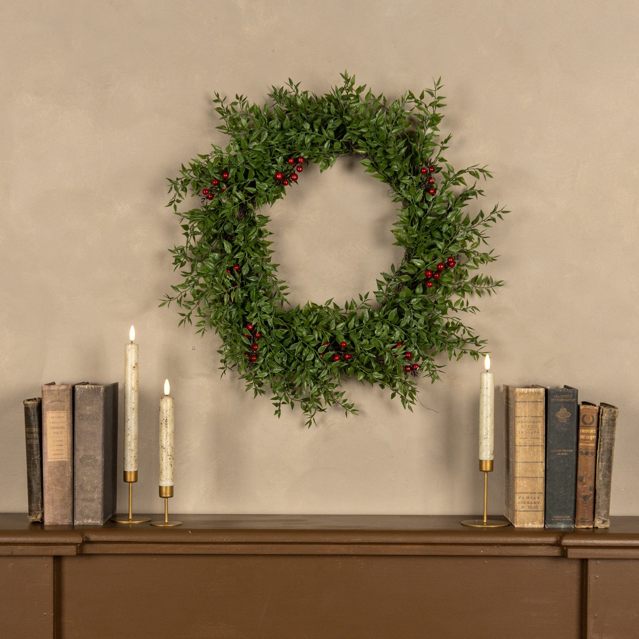 Mexican Fern Wreath with Red Berries, 22", photo 2 of 2