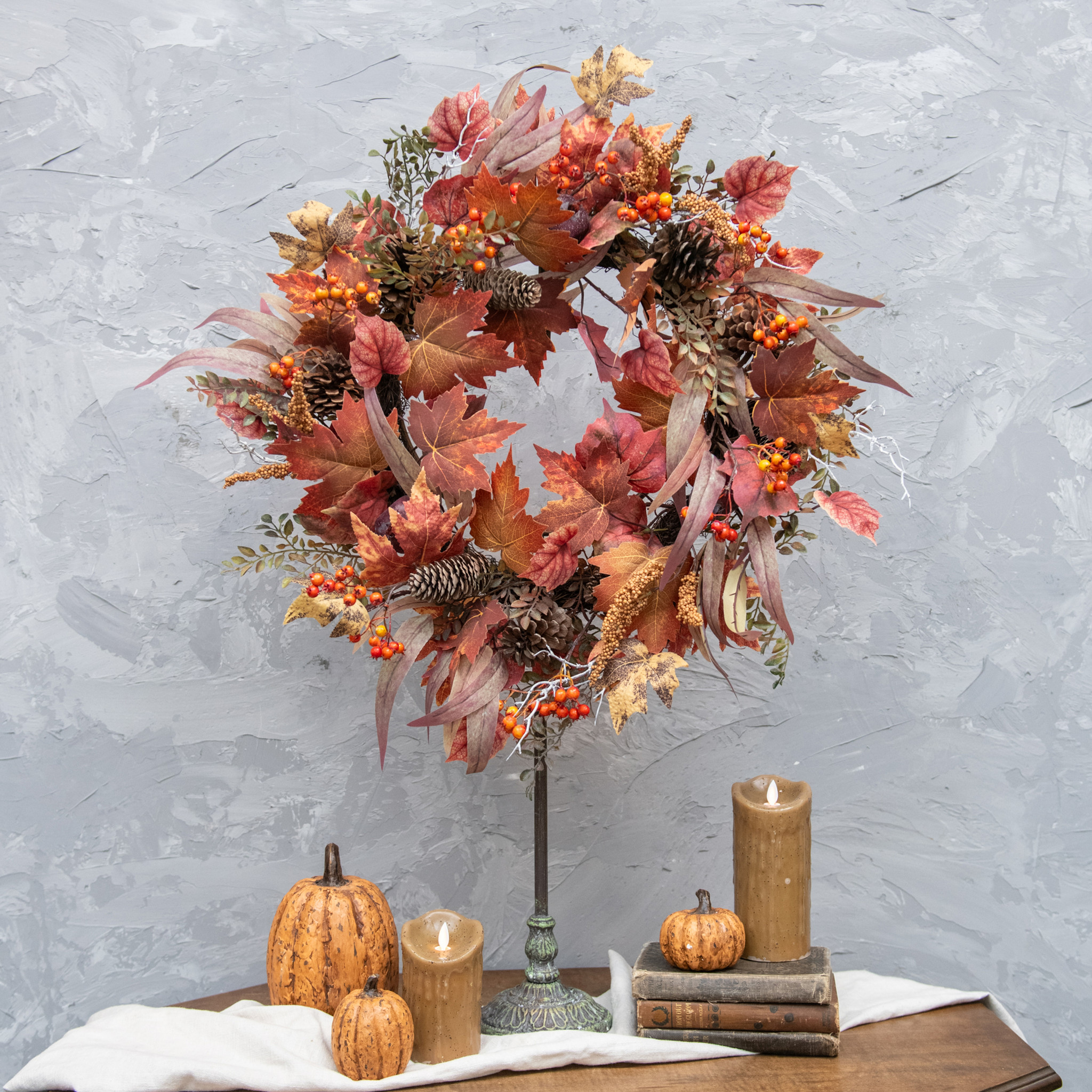Maple Leaf & Eucalyptus Wreath, 24", photo 2 of 3