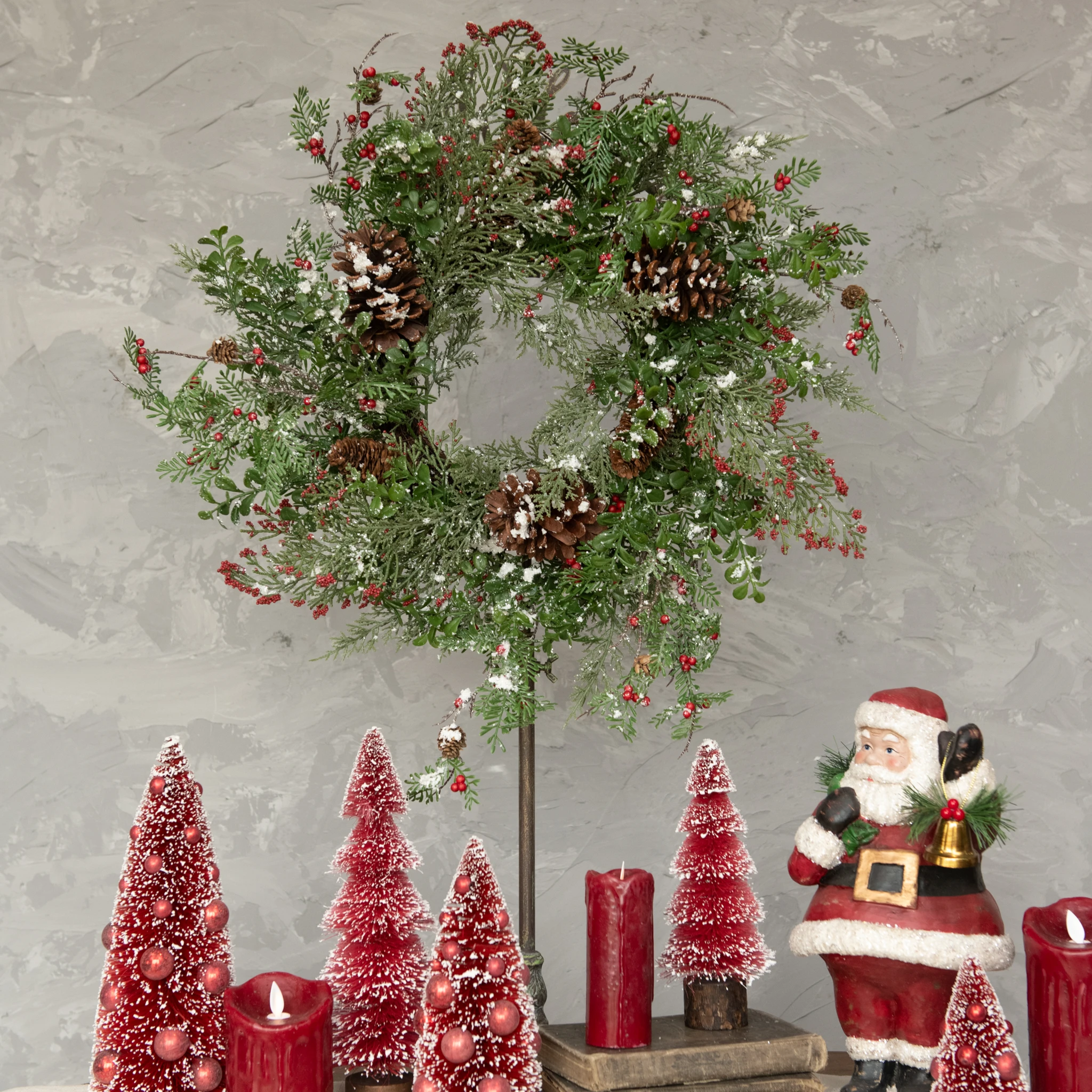 Snow Flurry Wreath with Red Berries, 24", photo 2 of 3