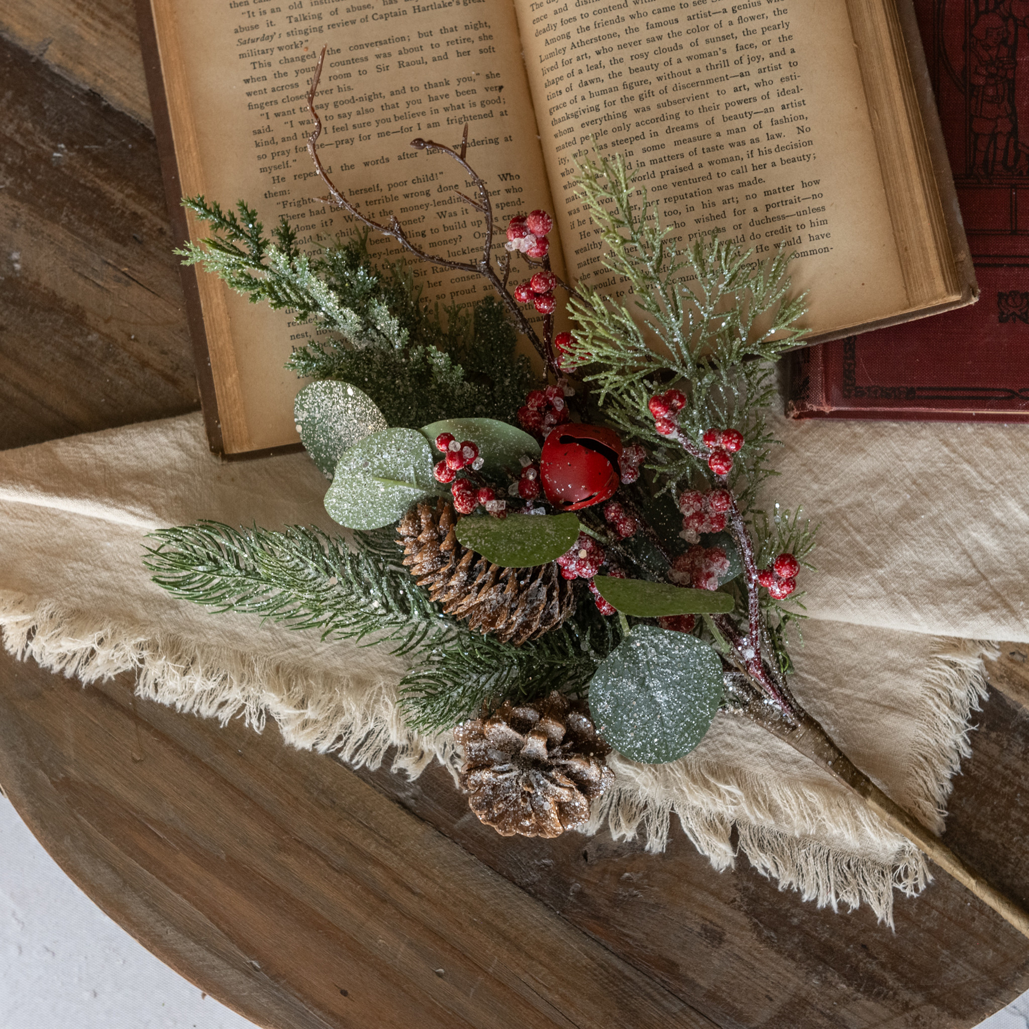 Icy Foliage with Red Berries & Bells Pick, 16", photo 2 of 5