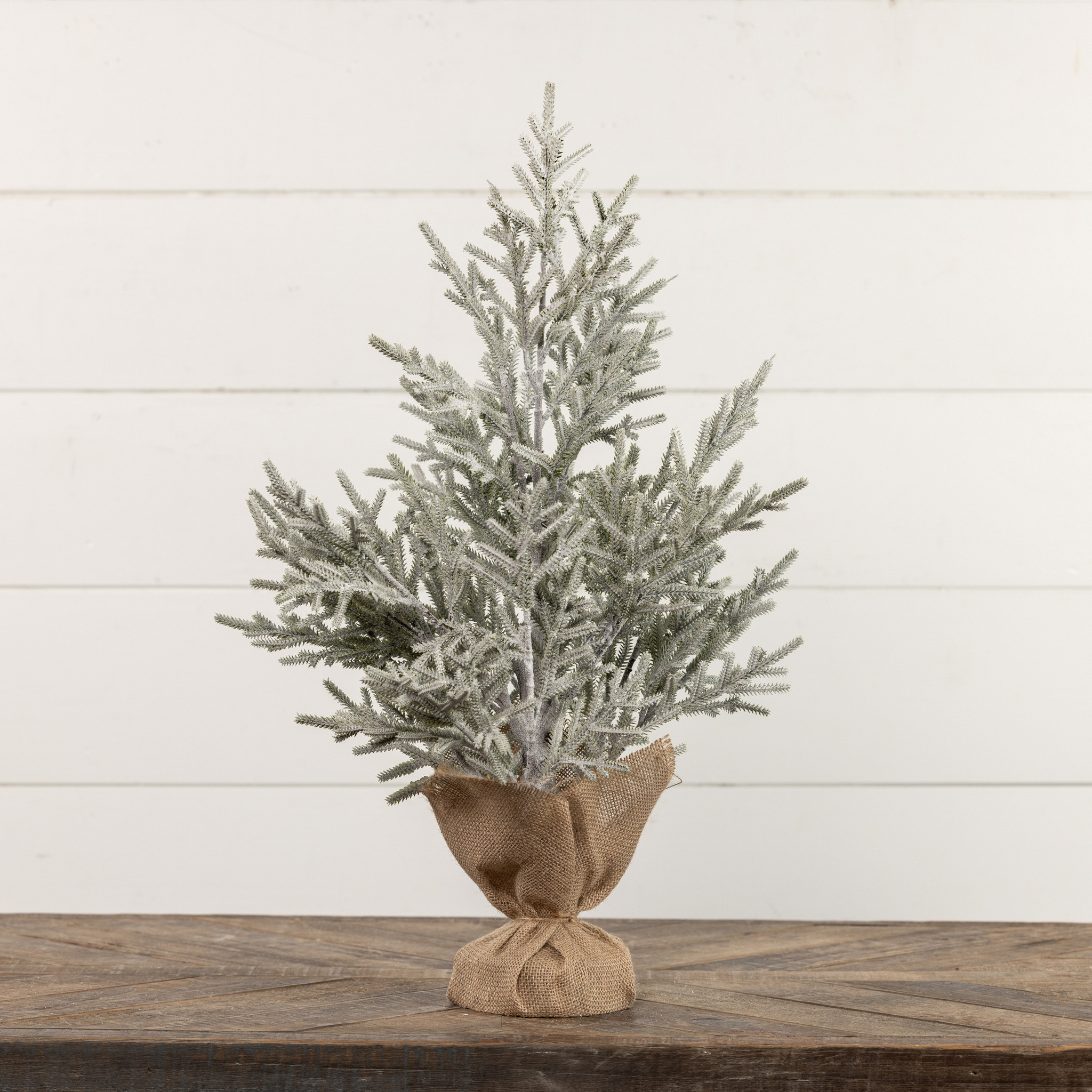 Snowy Pine Tree with Burlap Base, 24"