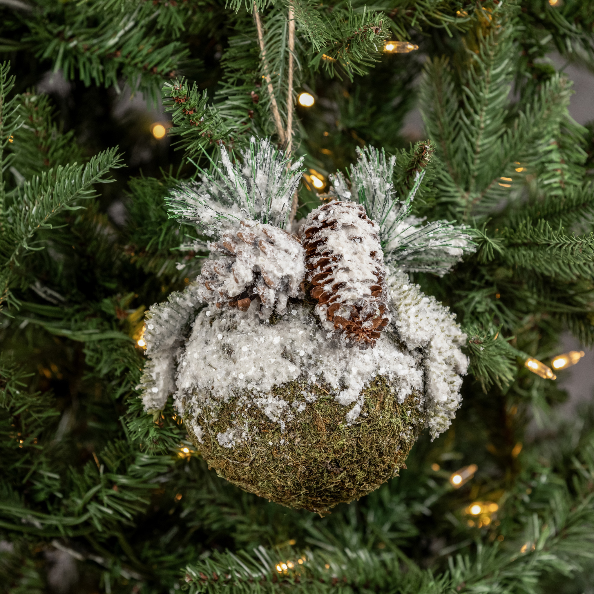Snow-Covered Moss Ball & Pine Ornament, 6", photo 4 of 4