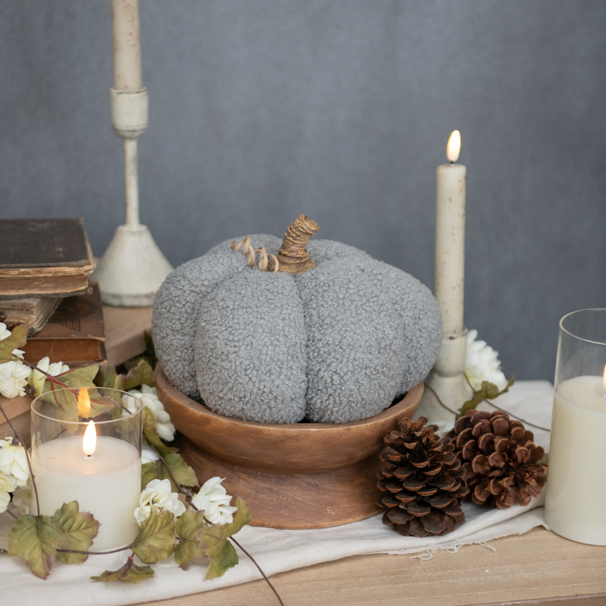 Grey Boucle Pumpkin, 5.5"