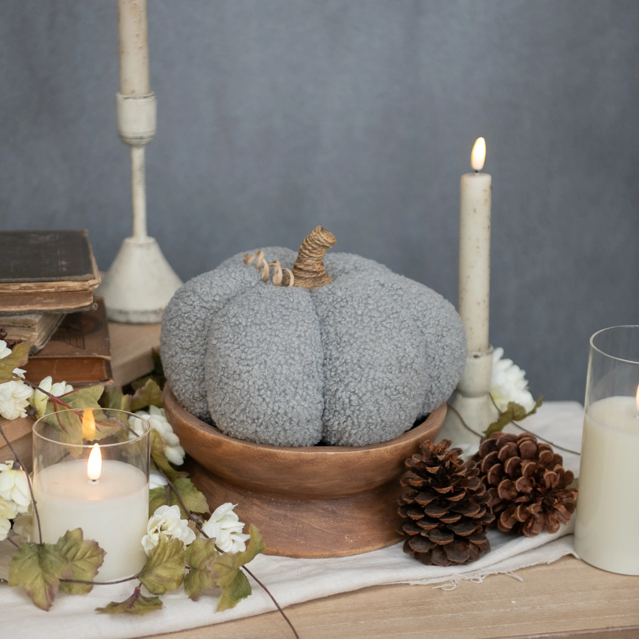 Grey Boucle Pumpkin, 5.5"