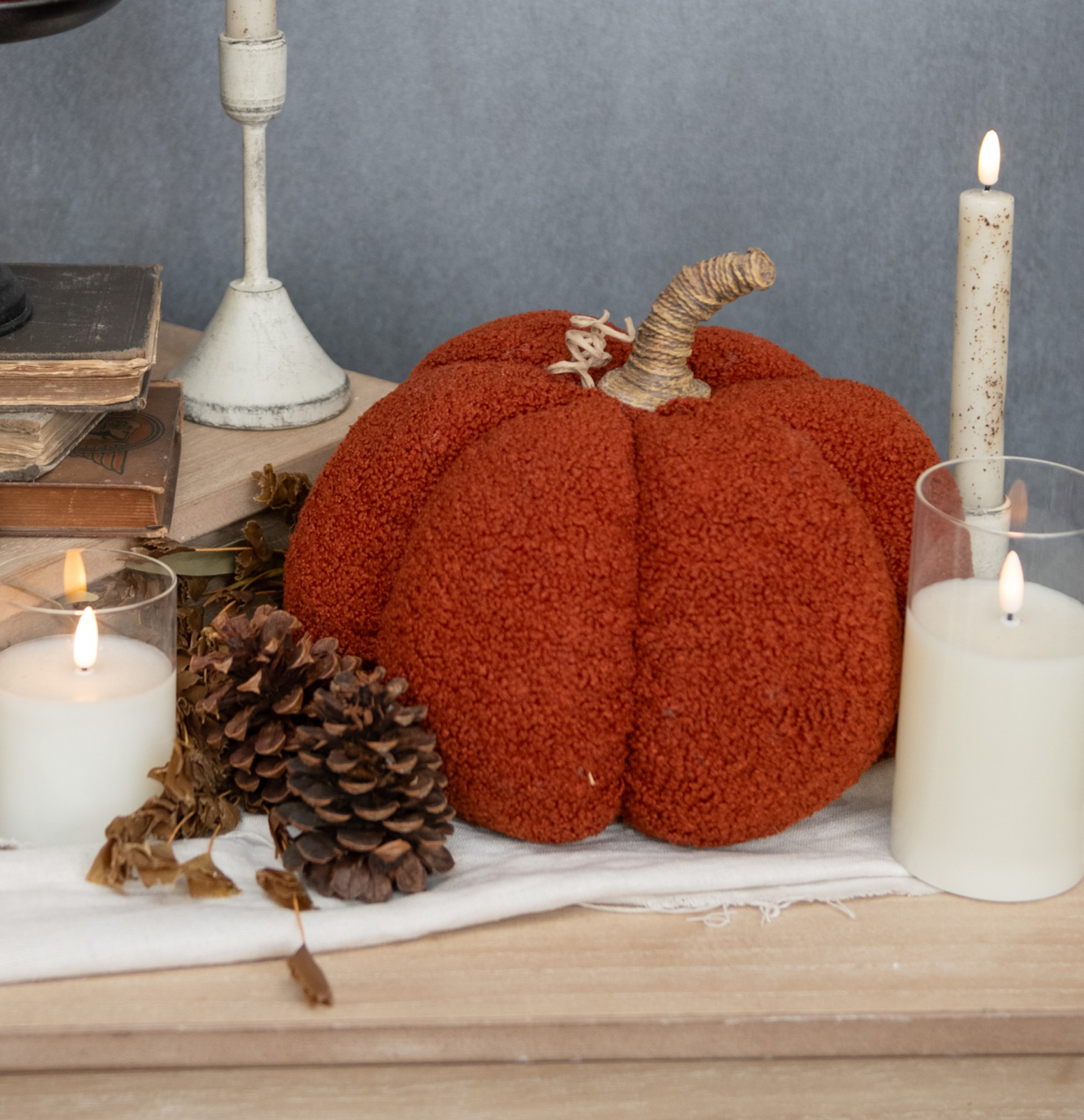 Dark Orange Boucle Pumpkin, 8"