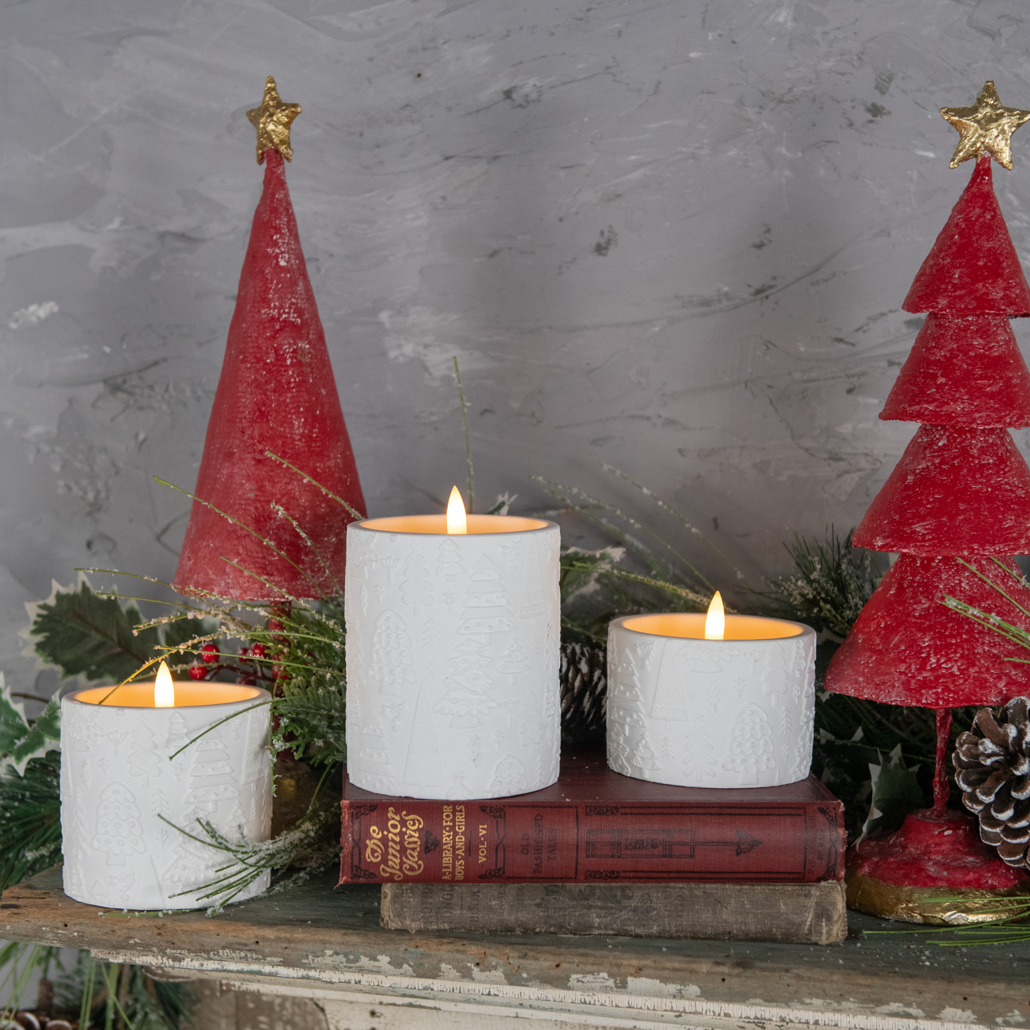 Flameless Holiday Embossed Candle, 2.5", photo 2 of 5