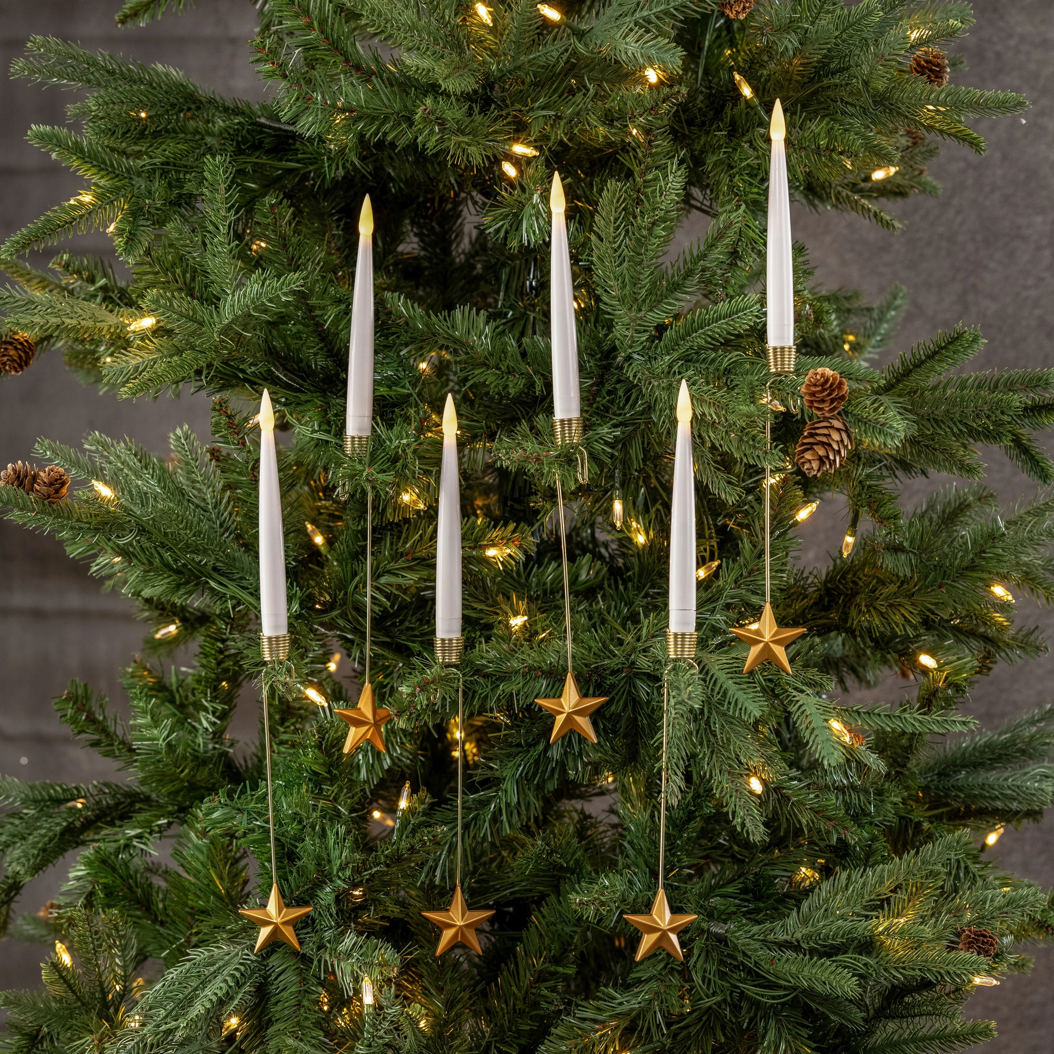 LED Candles with Star Hanger, Set of 6