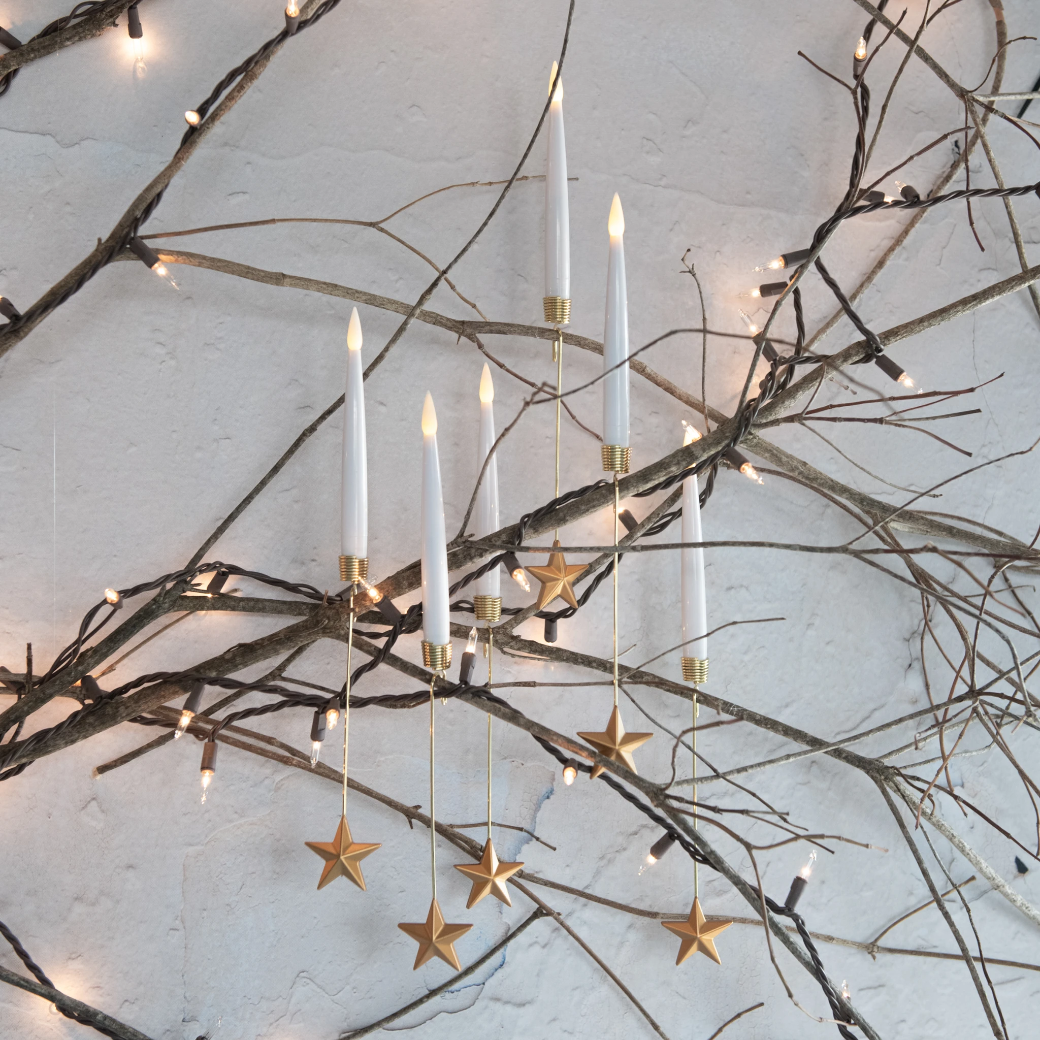 LED Candles with Star Hanger, Set of 6
