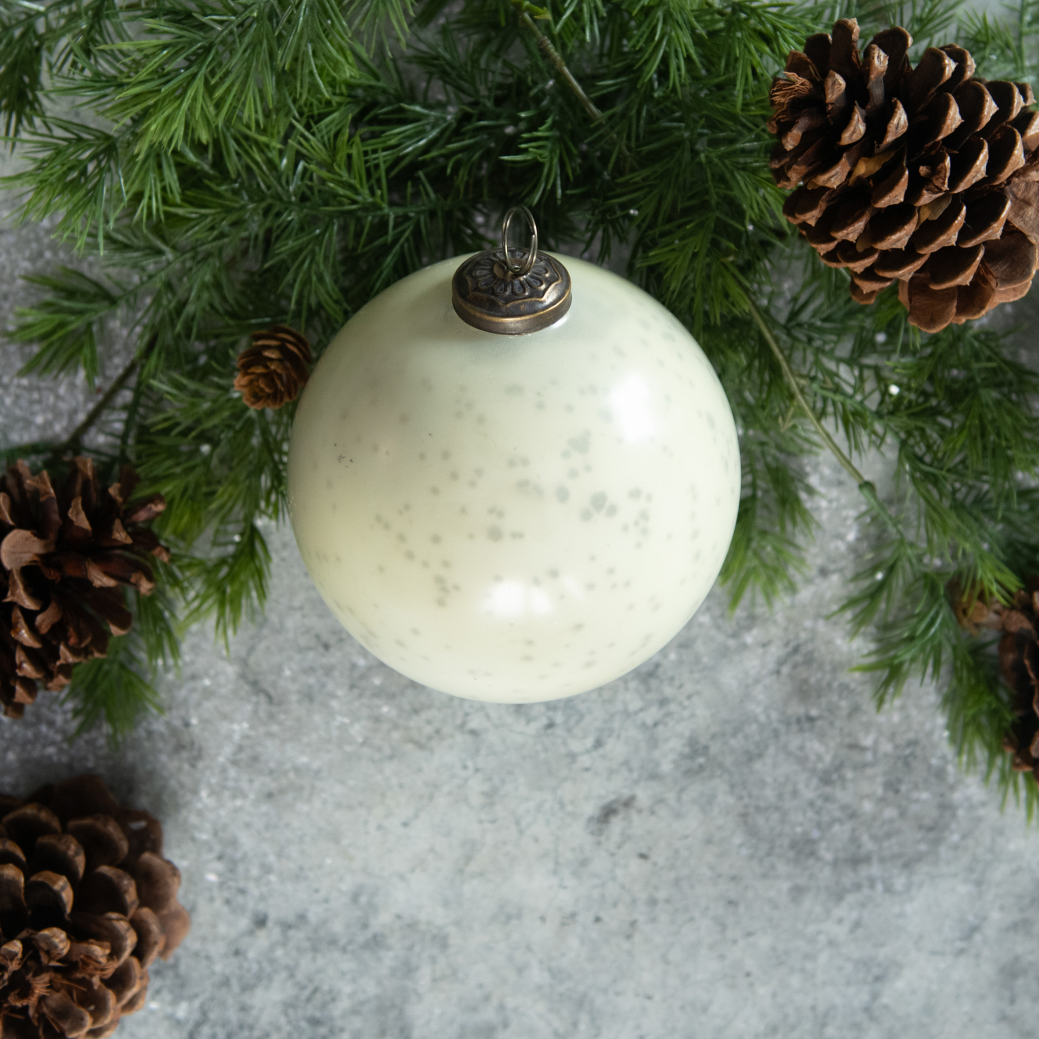 White Kugel Ornament, 5"