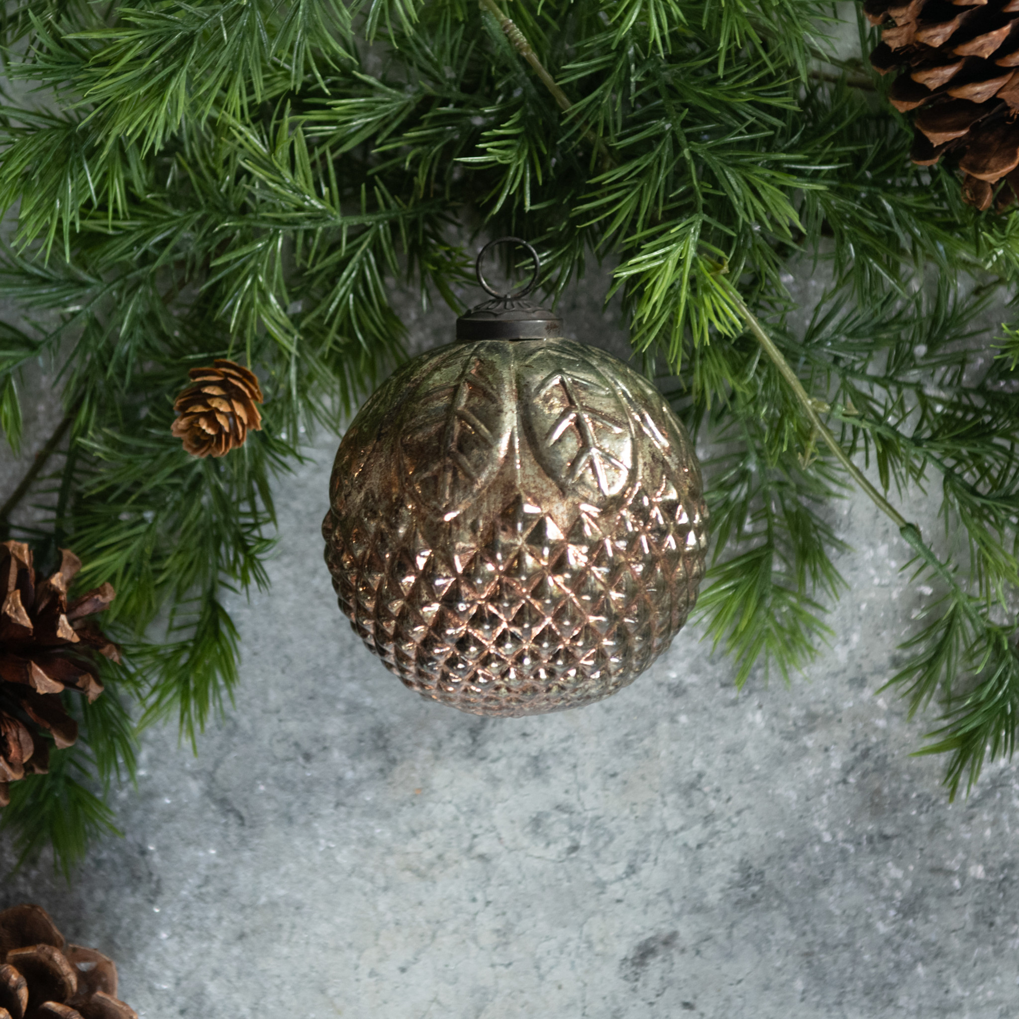 Smokey Silver Kugel Ornament, 4"