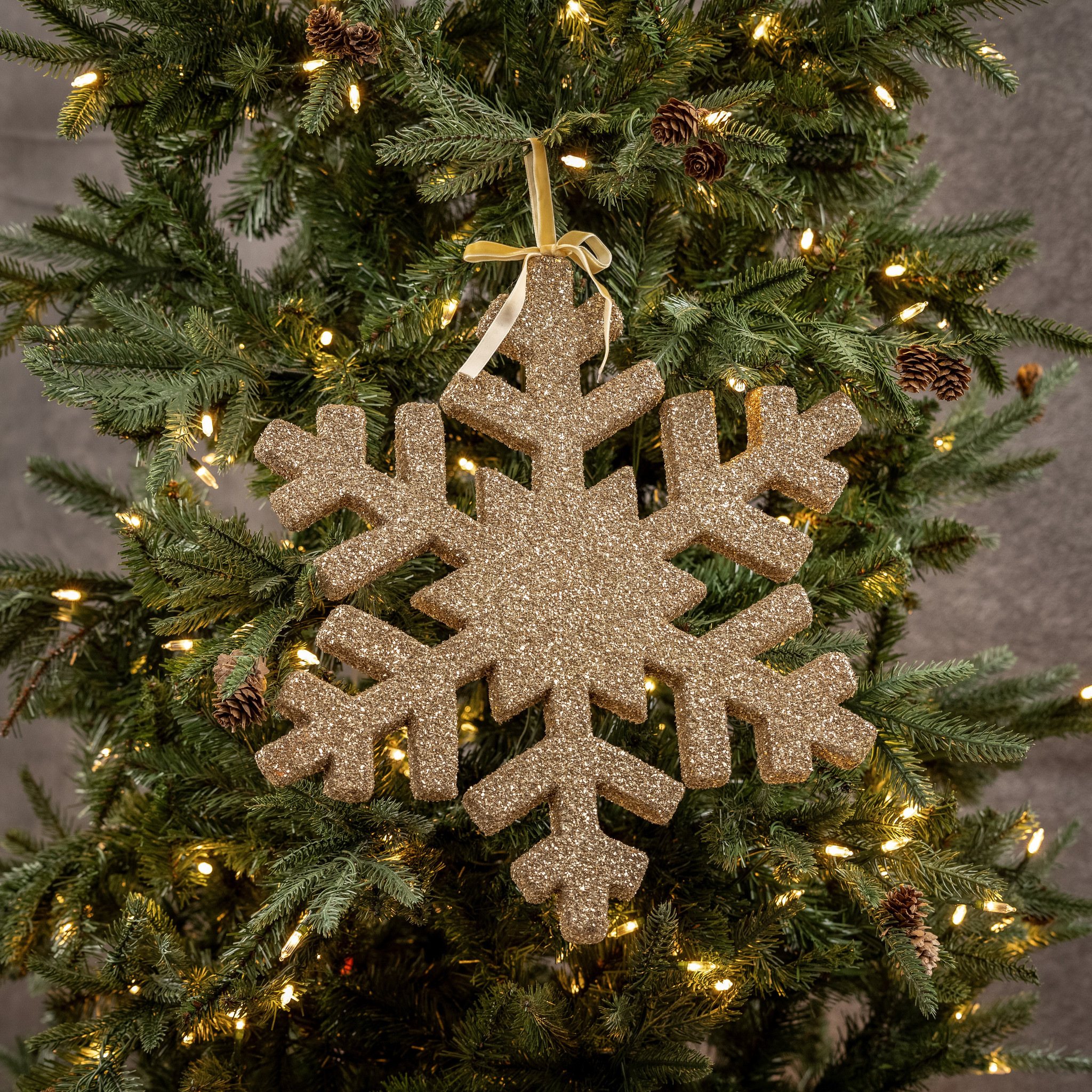 Gold Glittered Snowflake, 14.5", photo 2 of 3