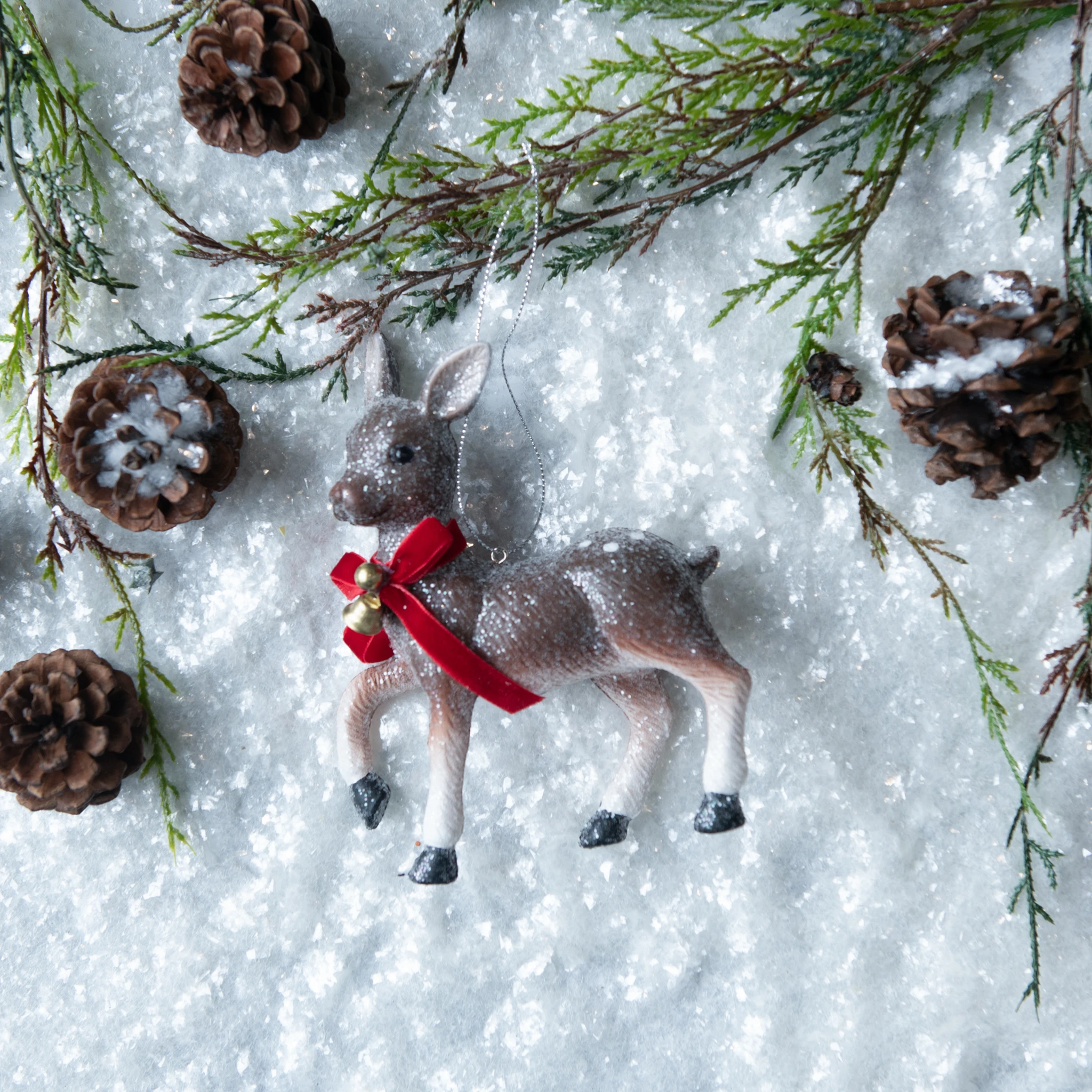 Glittered Brown Deer Ornament