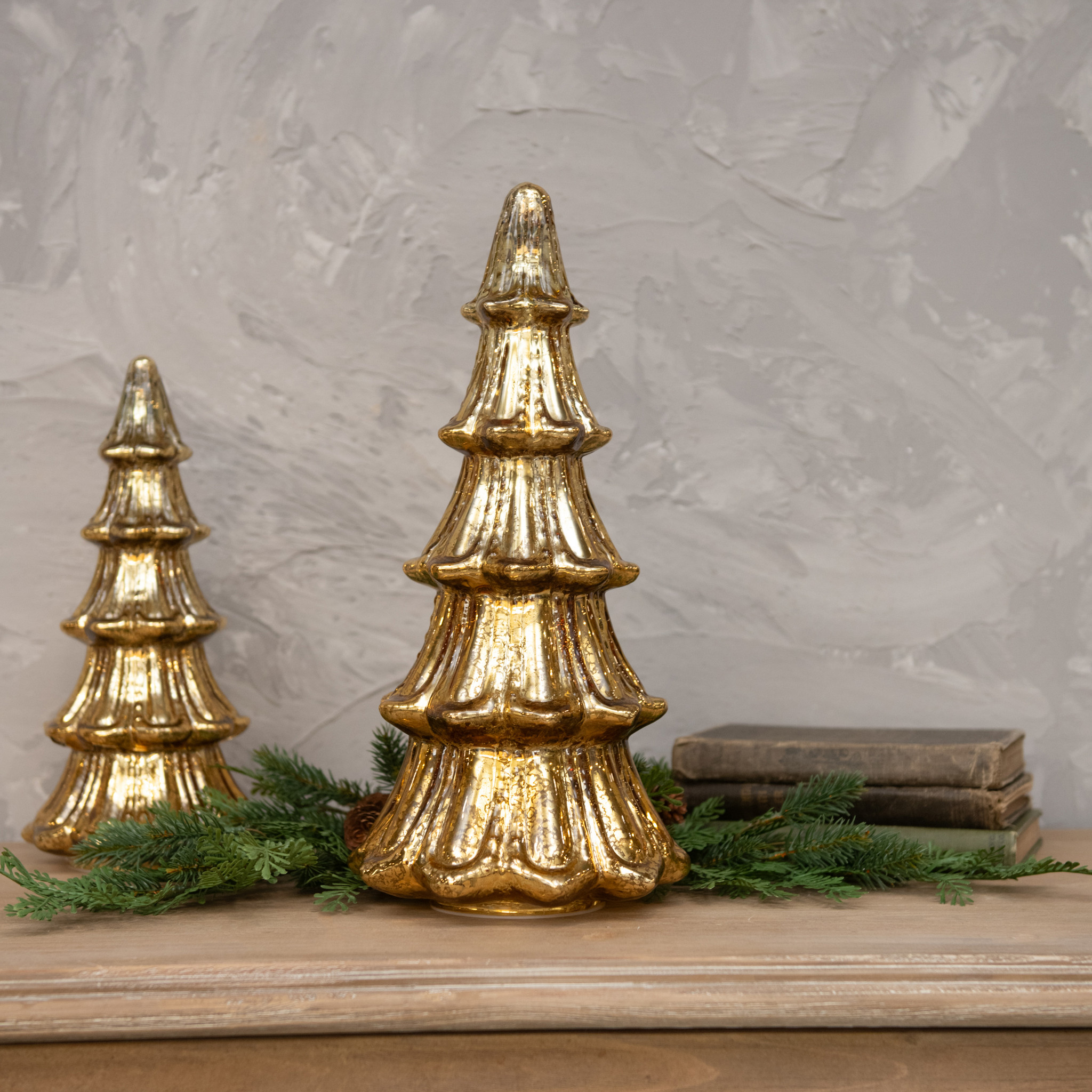 Lighted Gold Glass Tree, 15"