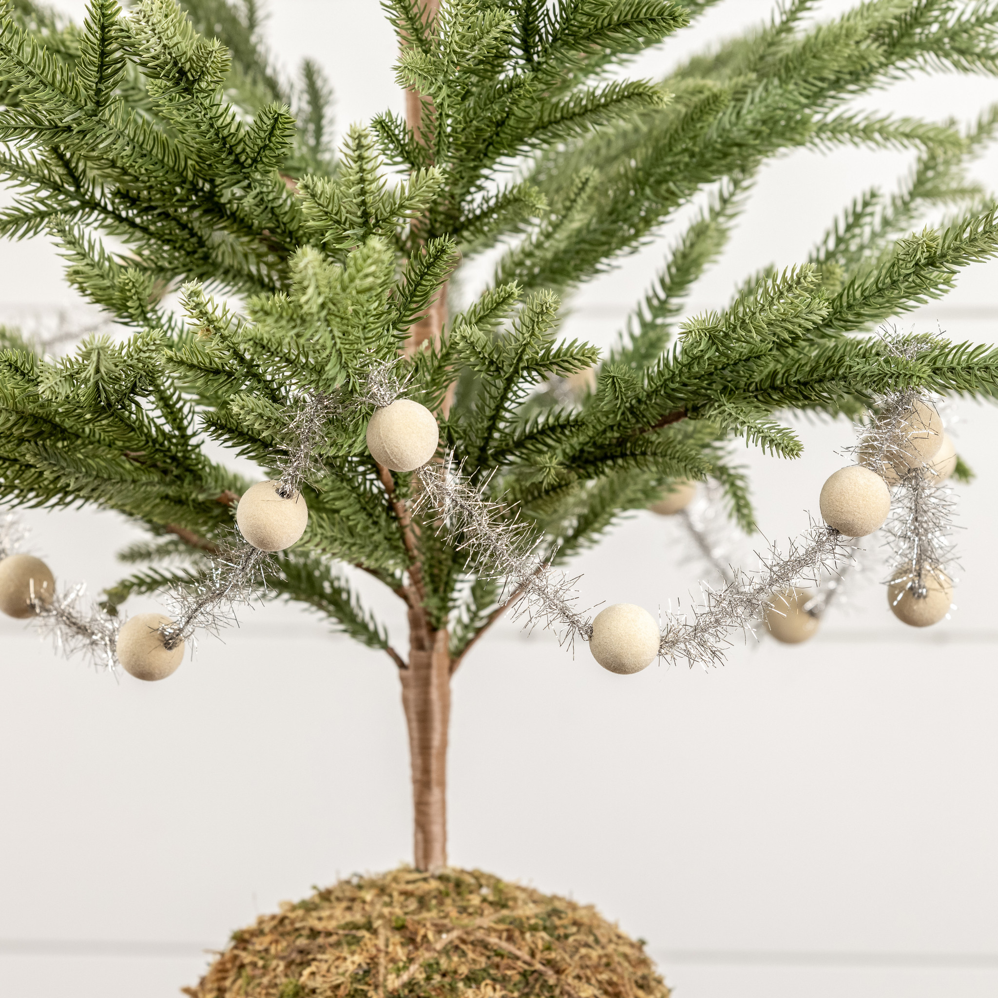Cream 1" Flocked Ball Garland, 6 ft, photo 2 of 2
