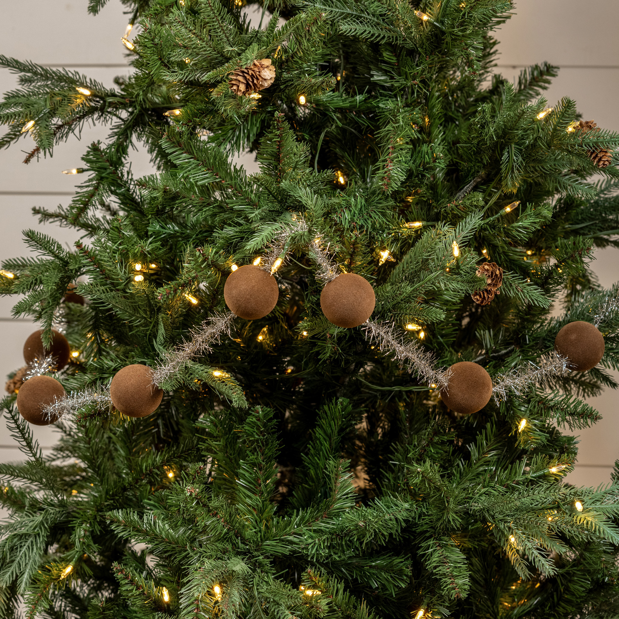 Brown 2" Flocked Ball Garland, 6 ft, photo 2 of 2