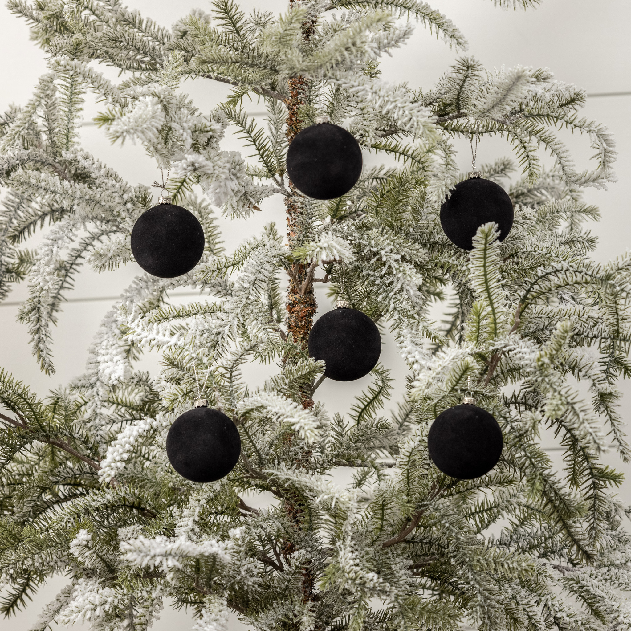Black Flocked Balls, Set of 6, 2.5", photo 3 of 3
