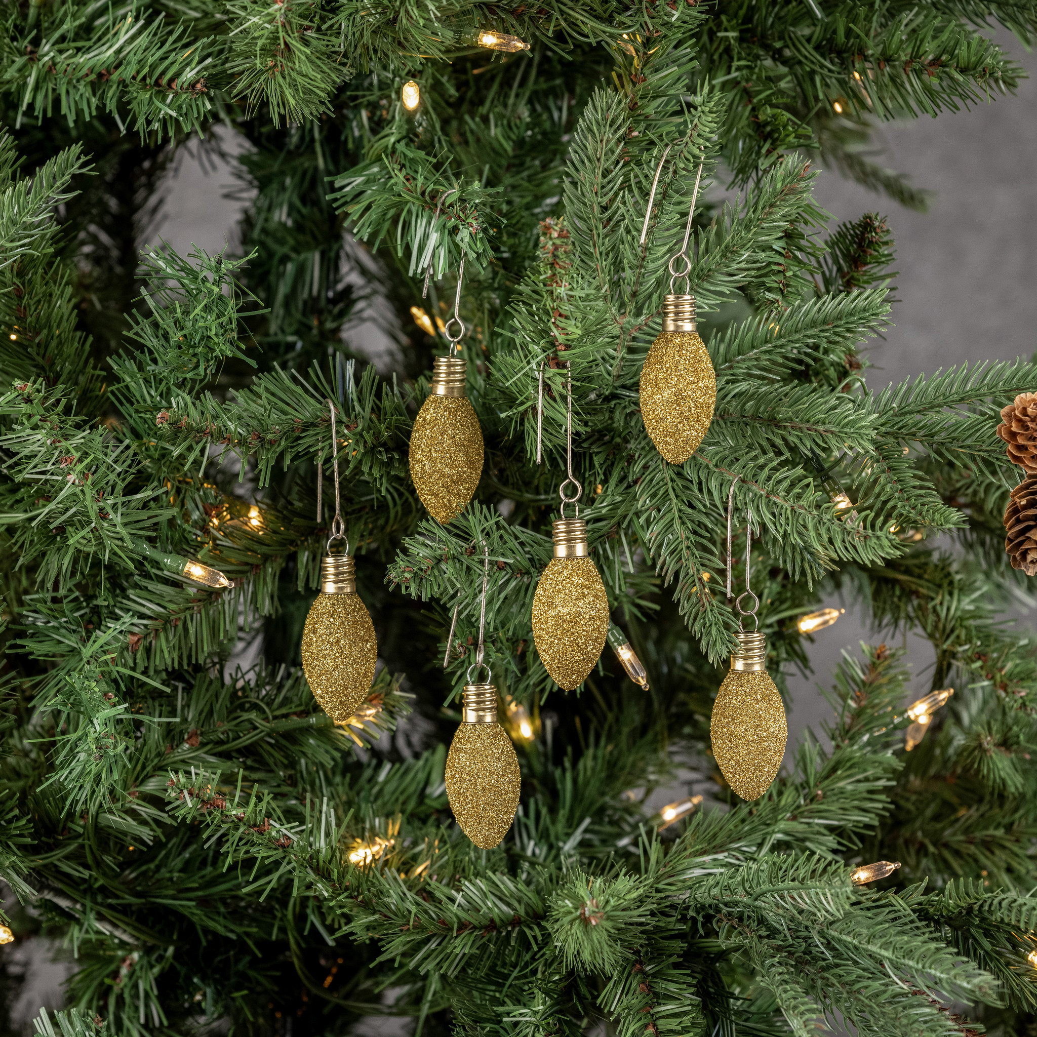 Gold Glass Glitter Bulbs, Set of 6, photo 3 of 3